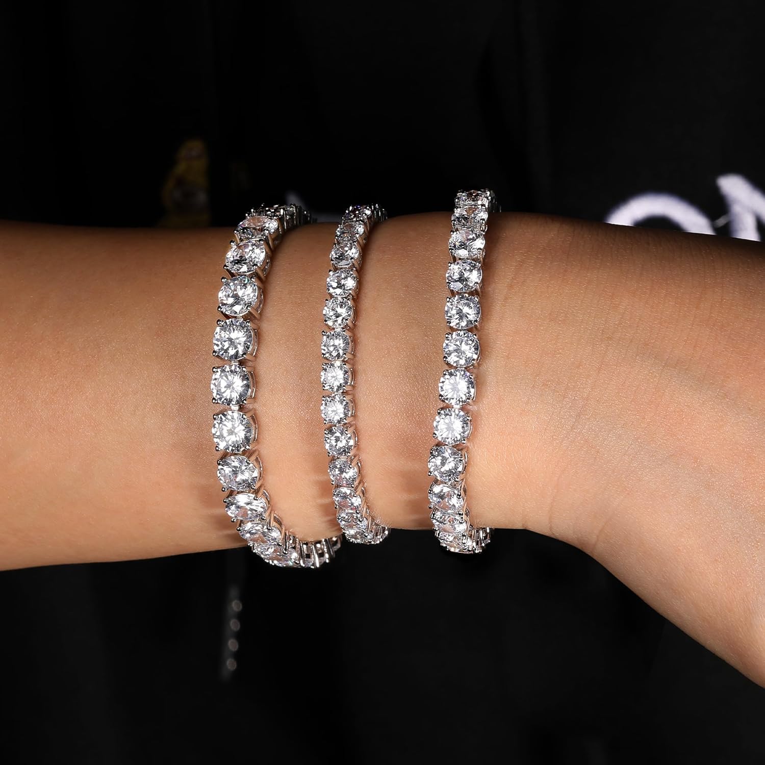 GEMSME 5MM Tennis Bracelet for Women Men, 18K White/Yellow Gold Plated 5.0mm Round Cubic Zirconia Classic Tennis Bracelet - Image 10