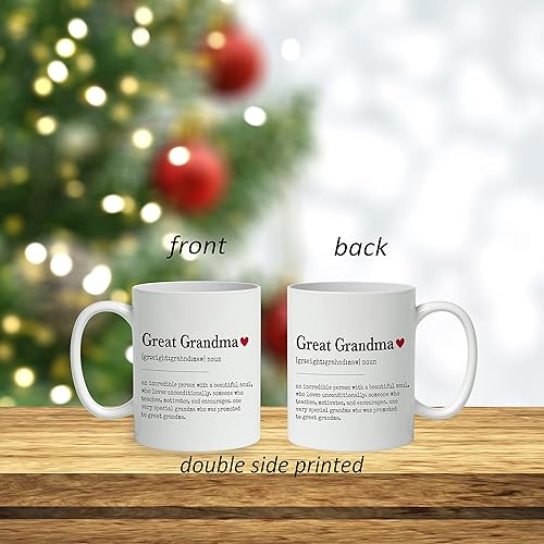 Miniatura 3 de DOTAIN Taza de cerámica con significado de la frase "Great Grandma Definition" (11 onzas), doble cara impresa, divertida y novedosa taza de regalo