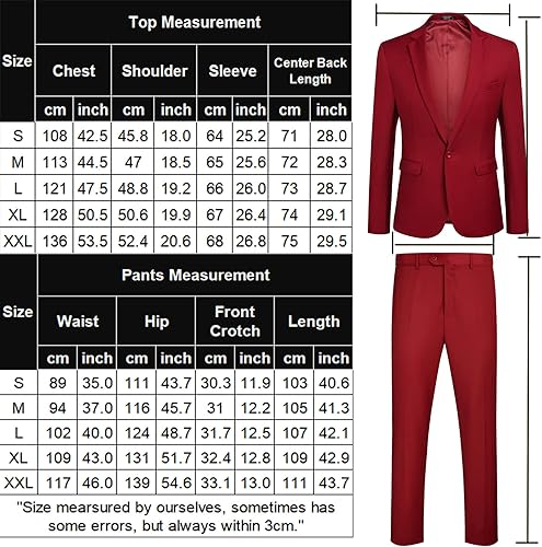 Miniatura 6 de COOFANDY Trajes de 2 piezas para hombre, chaqueta de dos botones, esmoquin, pantalón de traje ajustado