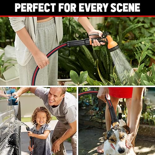 Miniatura 7 de Manguera de jardín de 25 pies x 58 pulgadas, manguera de agua flexible de alta calidad, no se dobla, a prueba de fugas, manguera híbrida ligera con