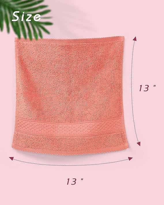 Cleanbear Washcloths Set, 100% Cotton, 6-Pack Wash Cloths, 13 x 13