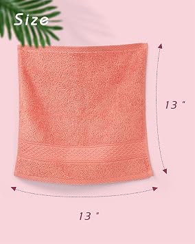 Cleanbear Washcloths Set, 100% Cotton, 6-Pack Wash Cloths, 13 x 13