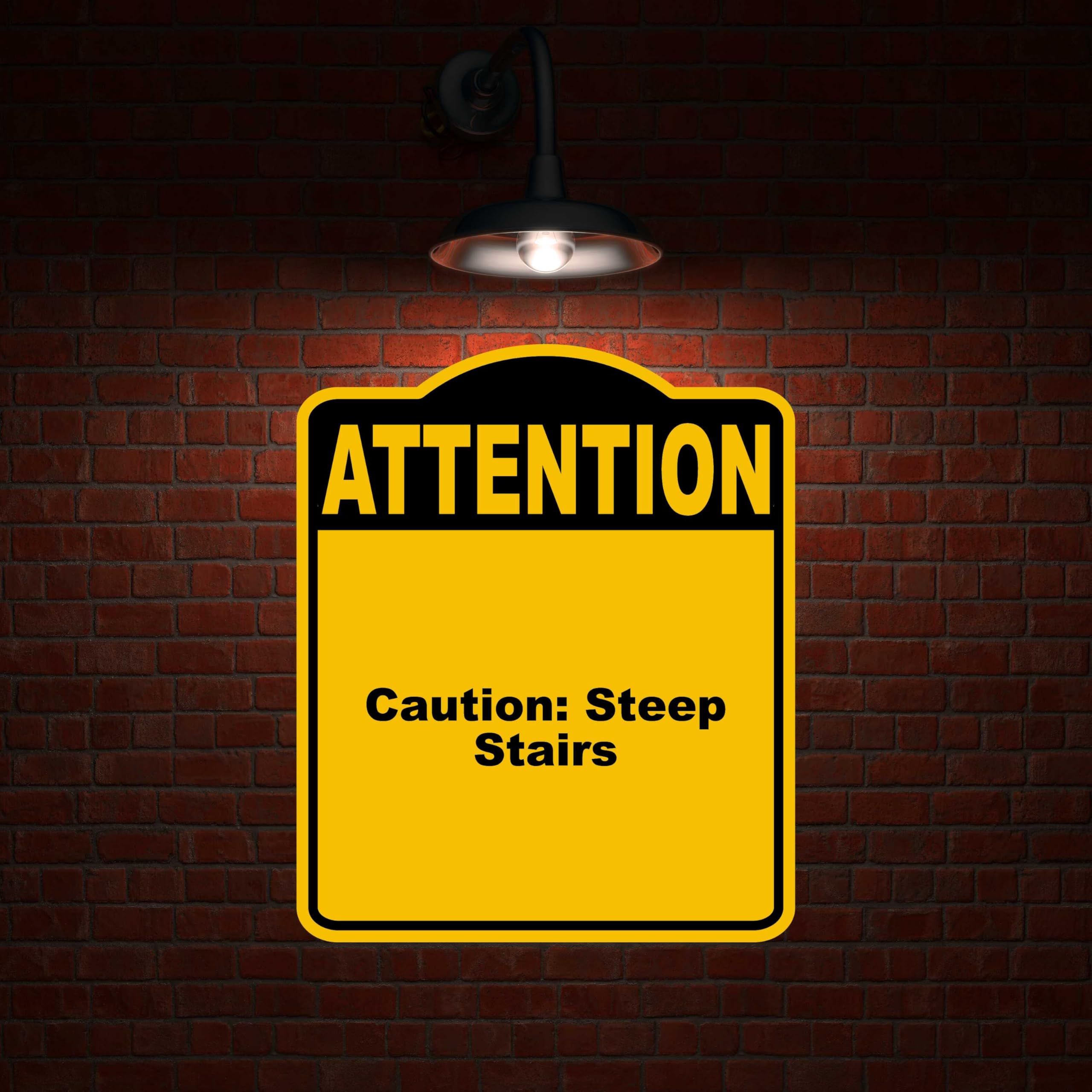 Caution Steep Stairs Attention Yellow Black Aluminum Composite Sign 20 x 24 inches
