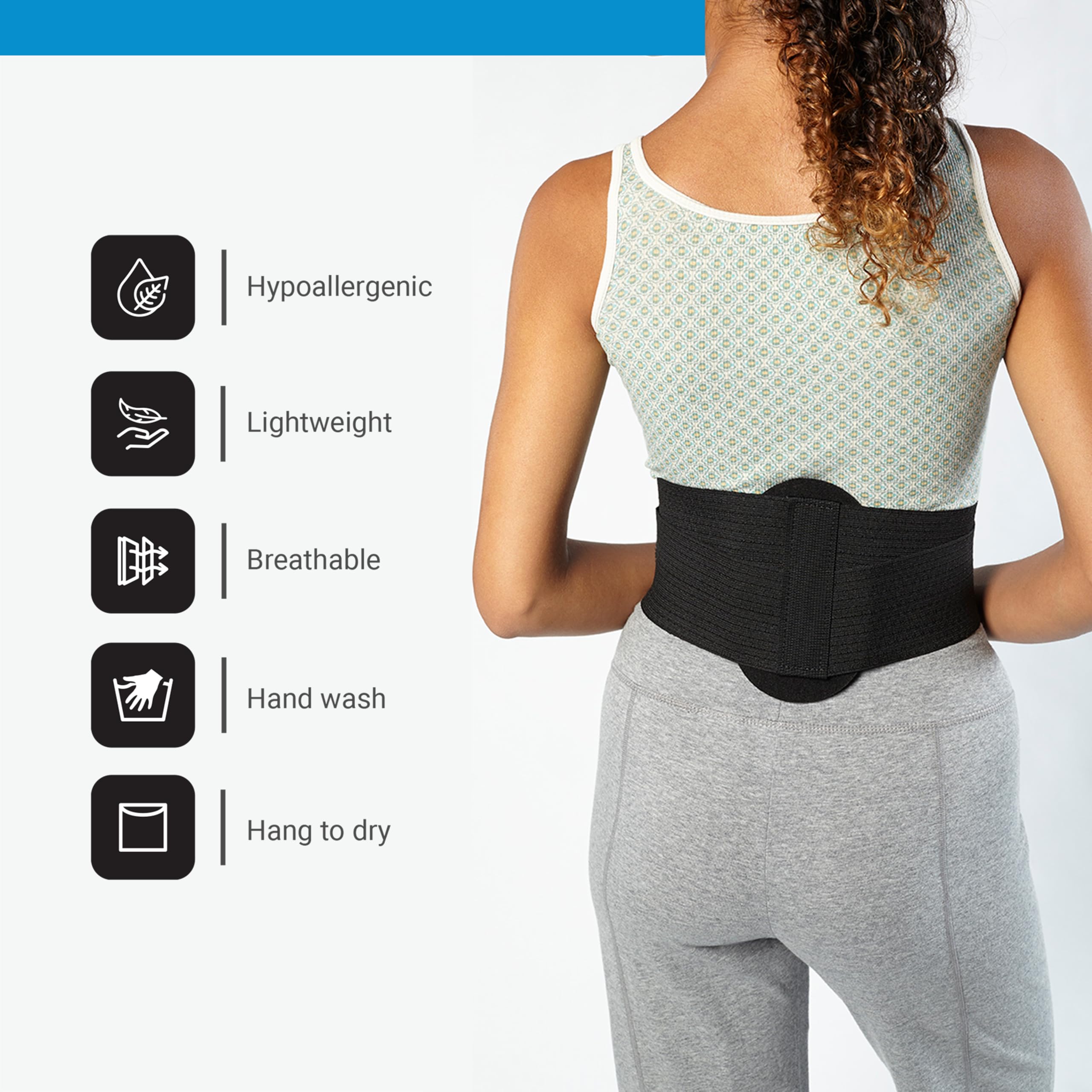 BioSkin - Tutore elastico per schiena con cuscino lombare in schiuma, per alleviare il dolore e supporto extra, misura grande