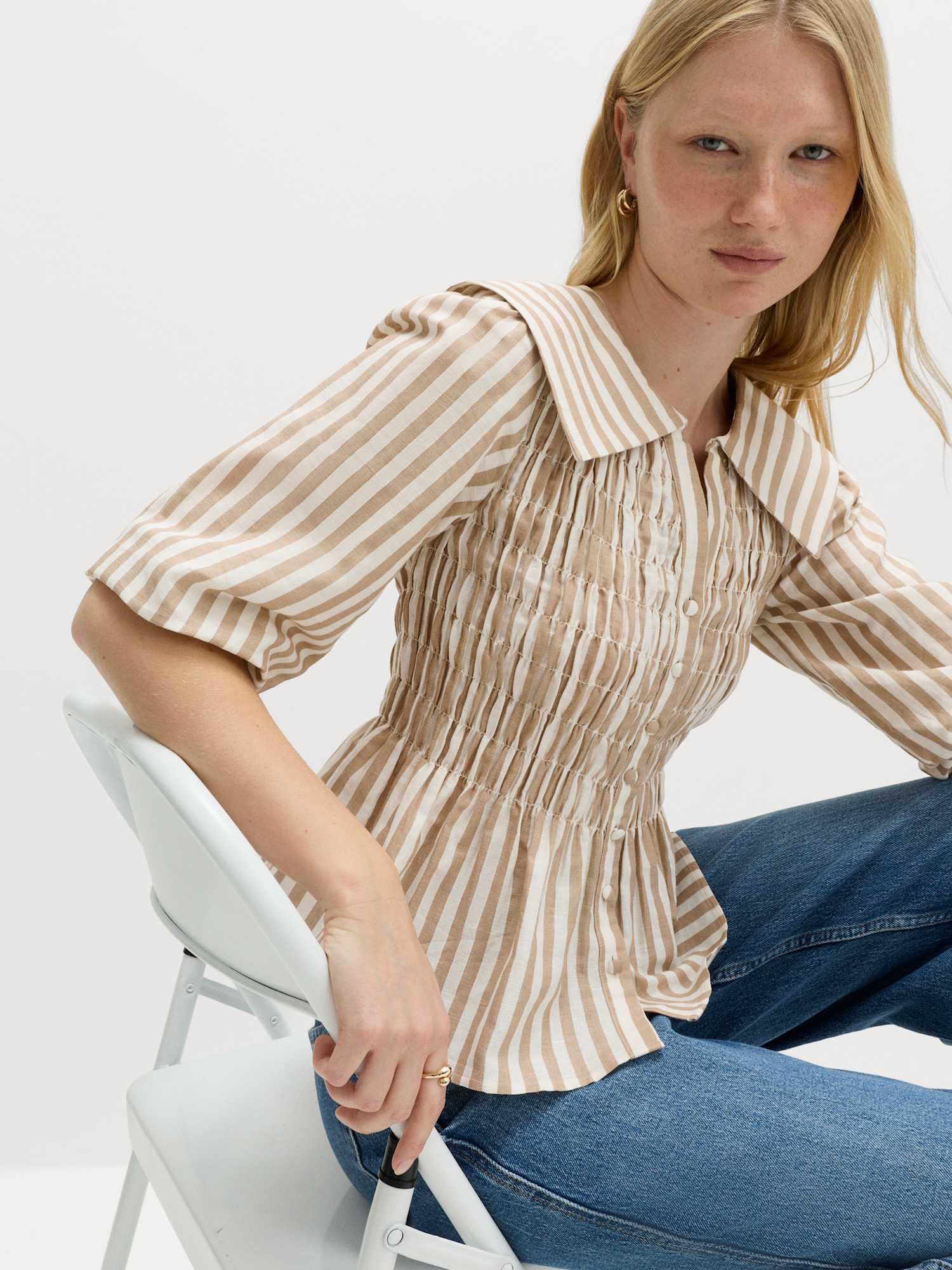 Marks & Spencer Damen Leinen Hemd Regular | Ärmellänge: Kurzarm, Rundhalsausschnitt, Polokragen, Zum Reinschlüpfen, Leicht