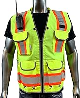 Vista 8 de A Reflective Safety Vest For men Class 2 Heavy Woven Two Tone Engineer Hi Viz Safety Vest 3M Tape