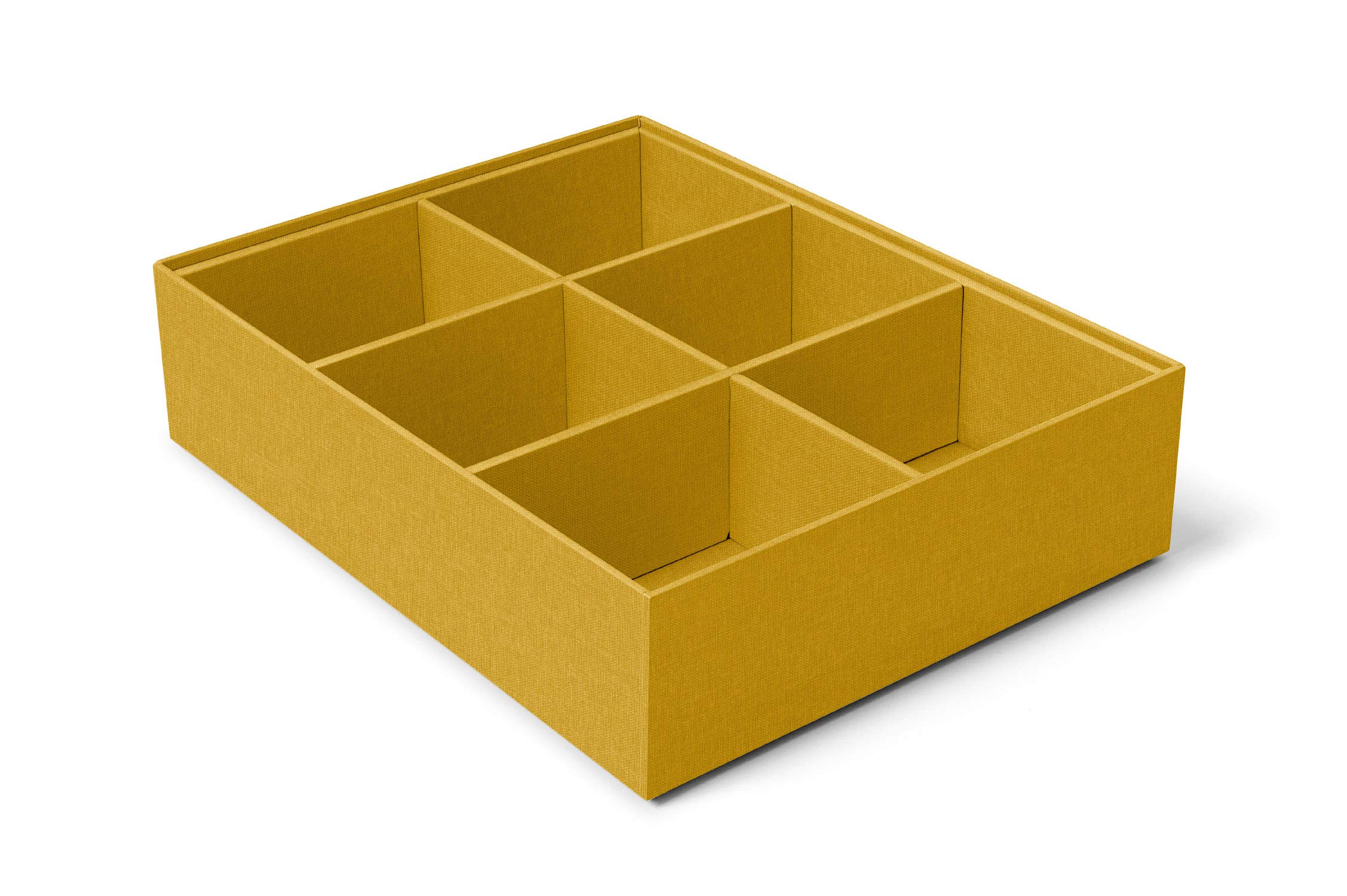 ilo - Organisateur Tiroir cm 35x27 H.8,5 - Rangement de Bureau - Boîte de rangement avec 6 Compartiments - Rêvetement en Tissu Technique Jaune - Recyclable et Produit en Italie