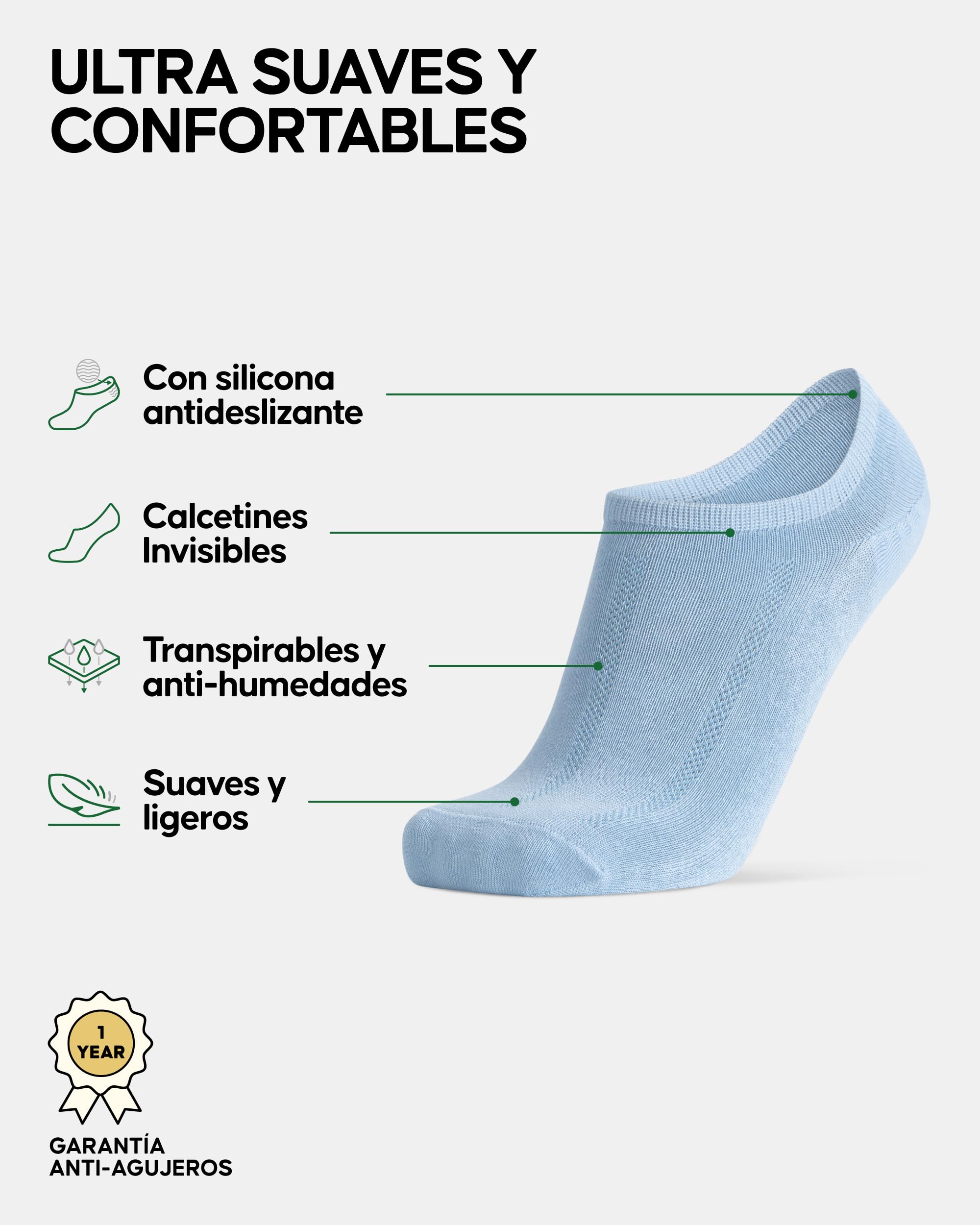 DANISH ENDURANCE Pinkies en Bambú, Transpirables, Calcetines Invisibles para Verano Mujer y Hombre, 6 Pack