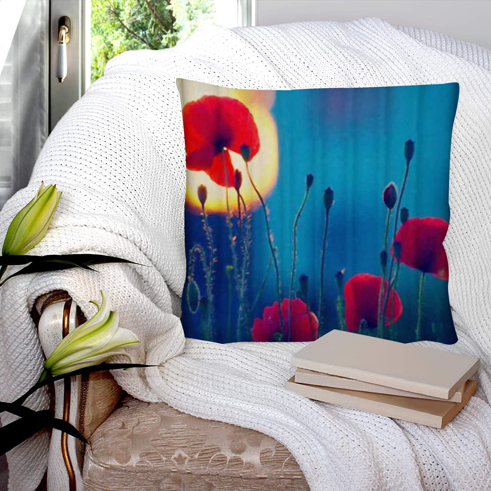 Boho Kissenbezug 45x45 Cm Mit Blumenmuster – Waschbarer Hülle Für Sofa, Garten & Balkon