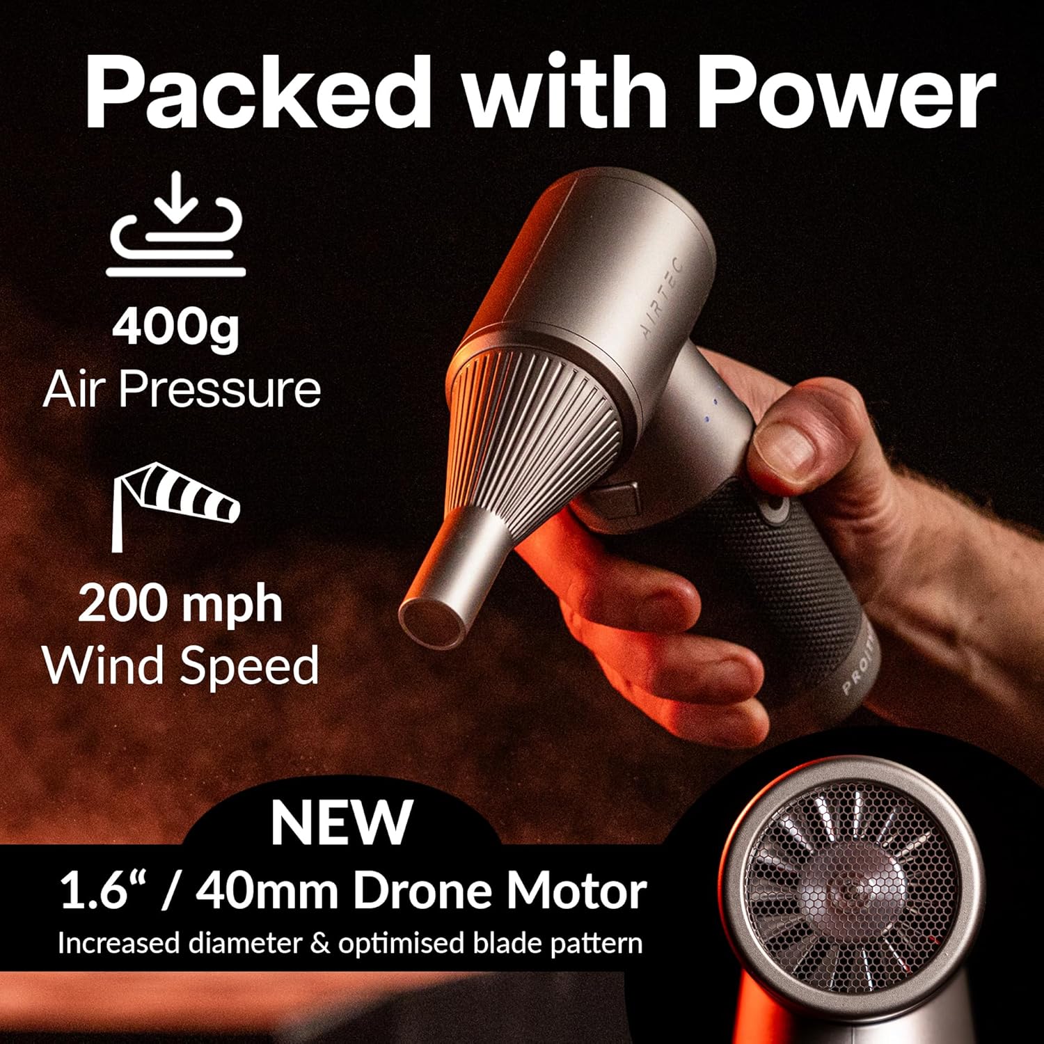 IT Dusters AirTec Ultra Cordless Air Duster for PC & Electronics, Rechargeable Electric Air Blower for Keyboard, Laptop, Console & Home Cleaning, Alternative to Canned Air (Type 8 - Space Core)