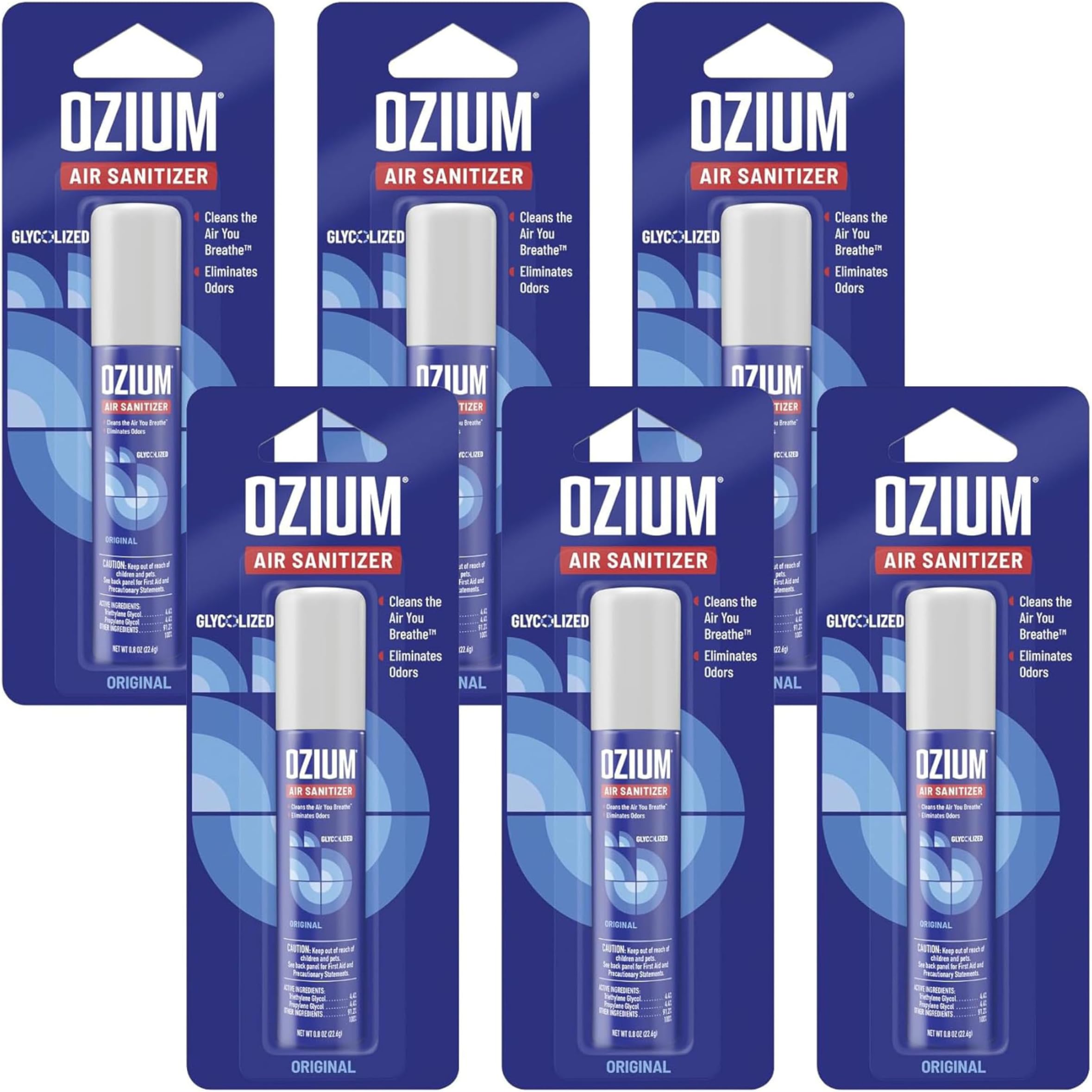 0.8 oz. Air Sanitizer & Odor Eliminator for Homes, Cars, Offices and More, Original Scent, Pack of 6