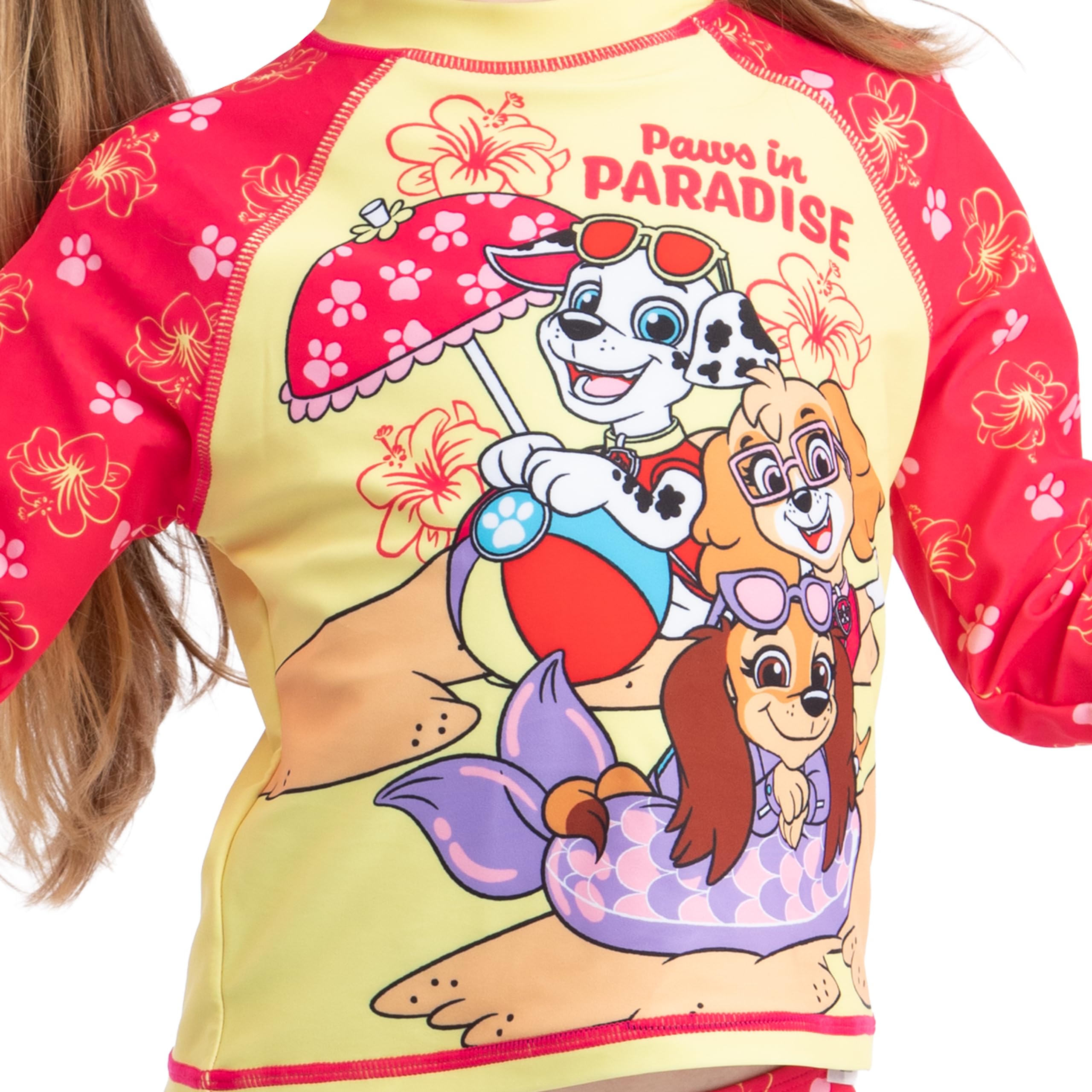 Paw Patrol bañador Piscina niña 2 Piezas, Traje de baño niños Manga Larga, Paws in Paradise bañador Natacion niña