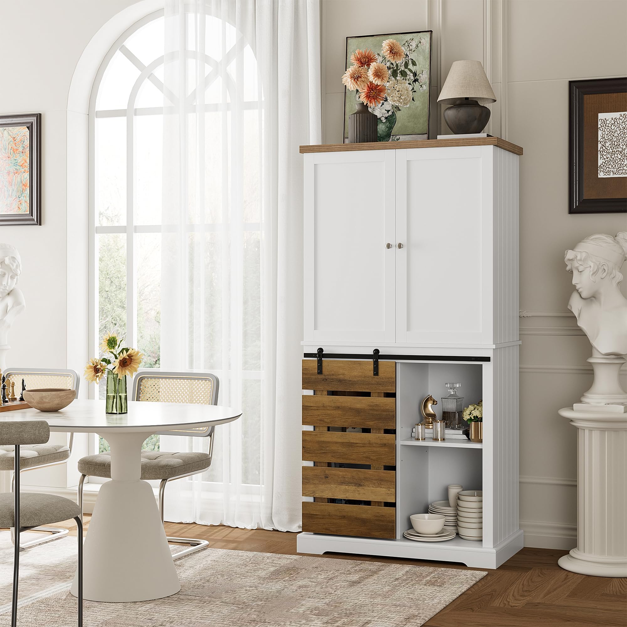 Amazon.com: HOSTACK 63" Farmhouse Kitchen Pantry, Tall Kitchen Hutch ...