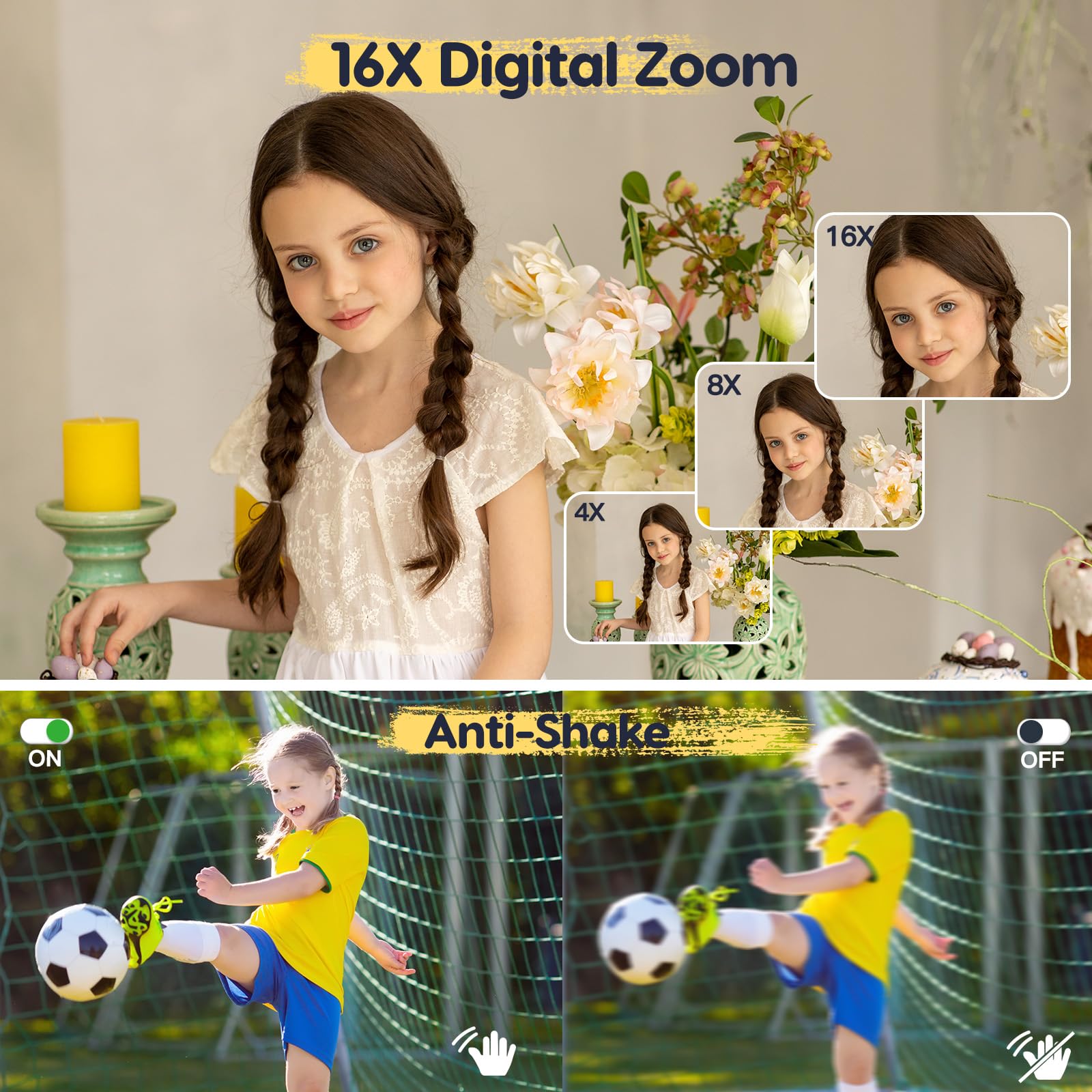 Digitalkamera 1080P 44MP Fotokamera Fotoapparat 16X Digitalzoom Digital Kamera mit Batterie Tragbare Einfache Digitalkamera für Kinder Student Teenager Anfänger Senioren(Lila)