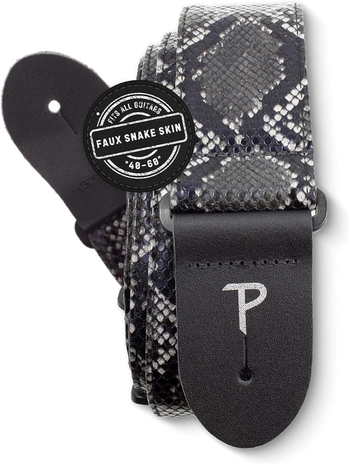 Perri’s Leathers Faux Snake Skin Guitar Straps - Jacquard Patterned, Non-Slip, Durable, Electric, Bass, Acoustic Guitar Strap