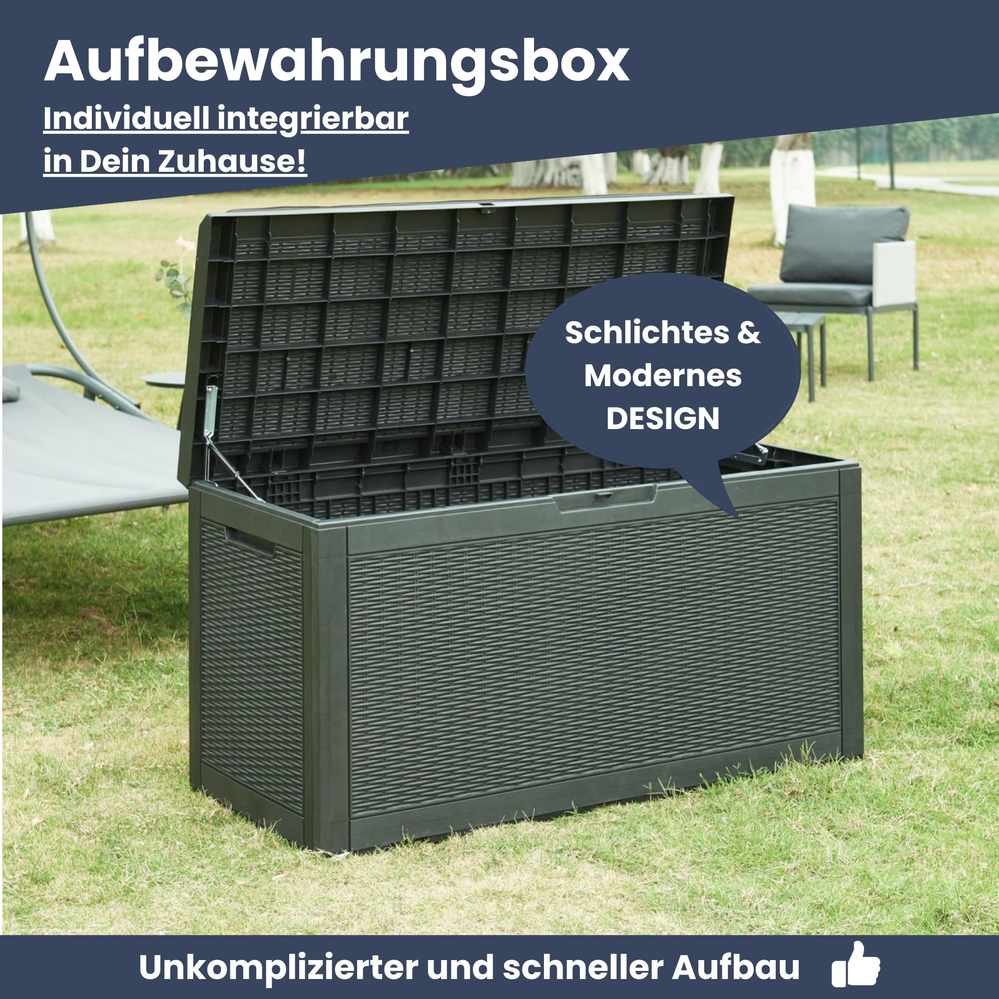 DELUKE® Auflagenbox Sitzbank THEO - 380 Liter