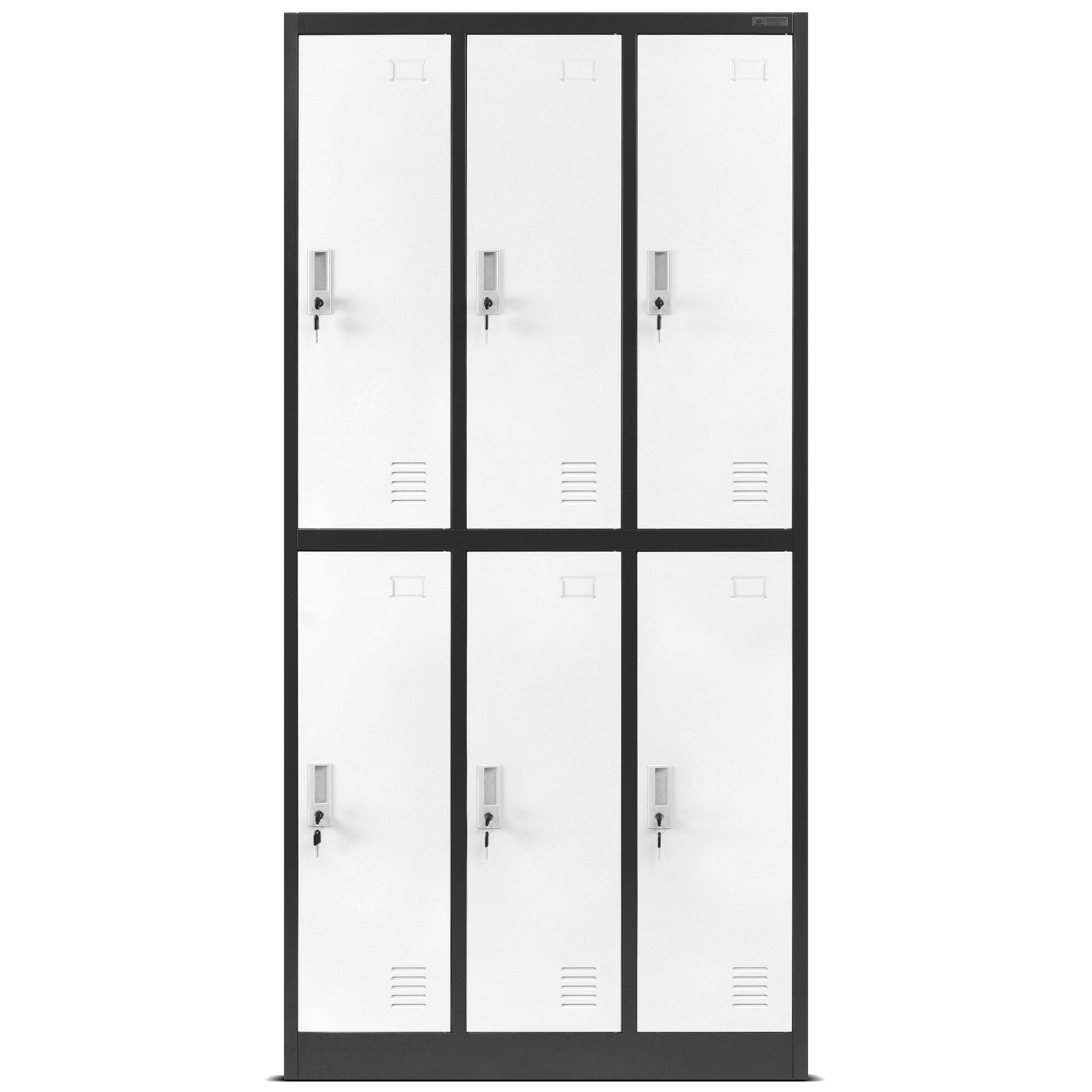 Jan Nowak Armadietto spogliatoio Armadio metallico con 6 Scomparti Fessure di ventilazione Rivestimento in polvere 185 cm x 90 cm x 45 cm (Antracite-Bianco)