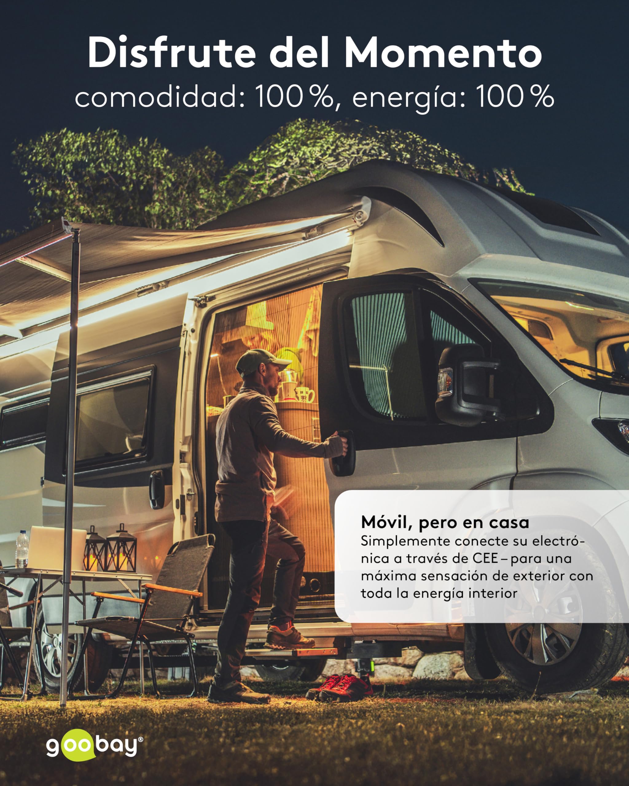 goobay Cable Adaptador CEE para Caravana, 5m, Enchufe con Contacto de protección a Toma CEE con Tapa de Cierre, IP44, Cable de Camping, autocarava y Caravana, 76219