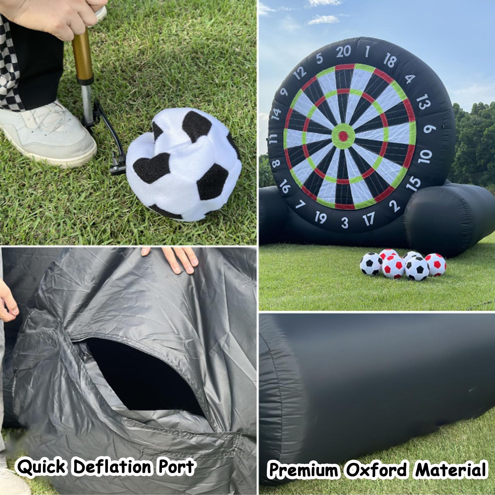 Diana de fútbol profesional para exteriores, diana inflable de alta adherencia con soplador de 370 W y 8 bolas, juego de dardos gigante para patios y fiestas, juego deportivo impermeable,3m