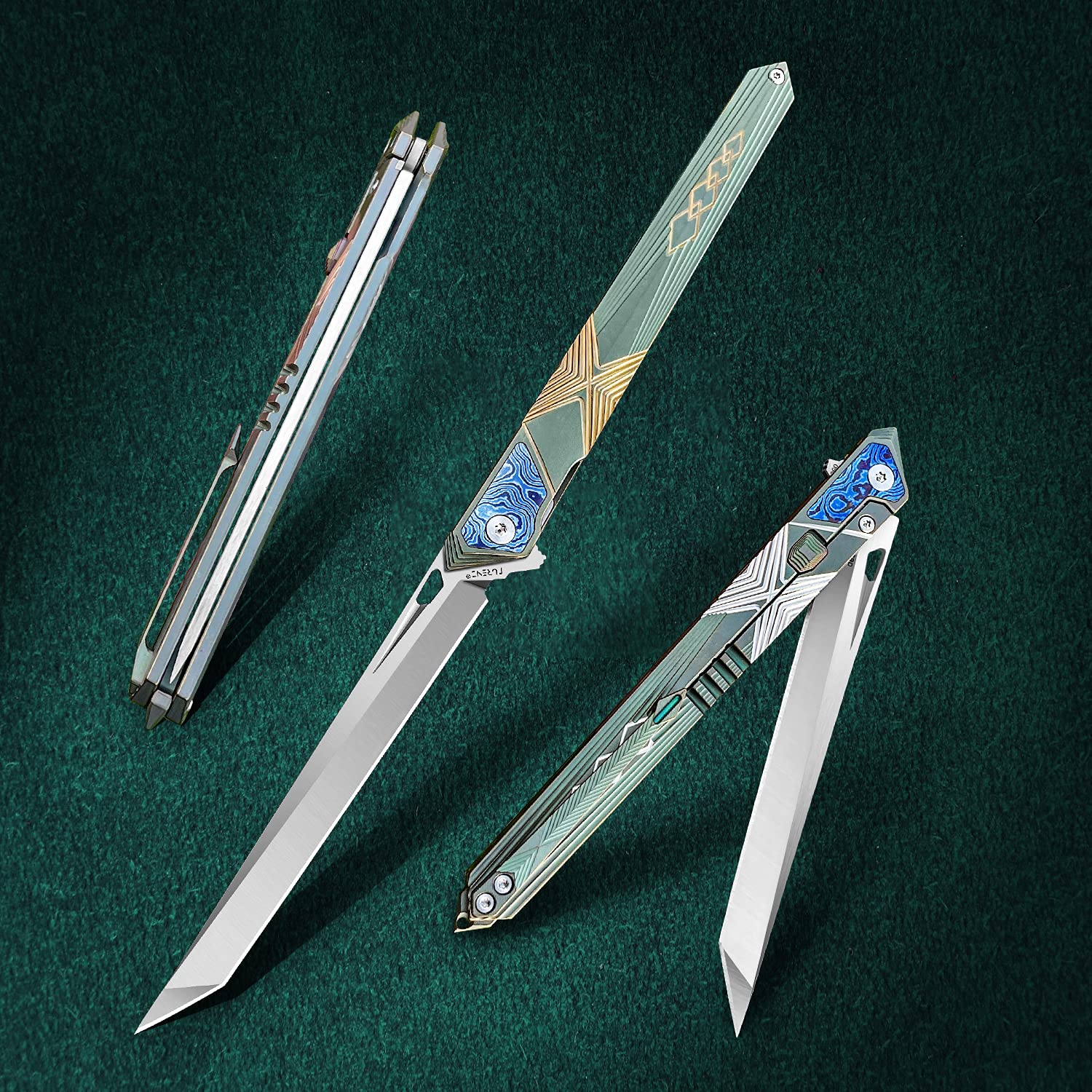 TURENZ folding knife belt clip, M390 steel blade, outdoor camping knife, portable pocket knife titanium handle lightweight EDC men's pocket knife belt sheath