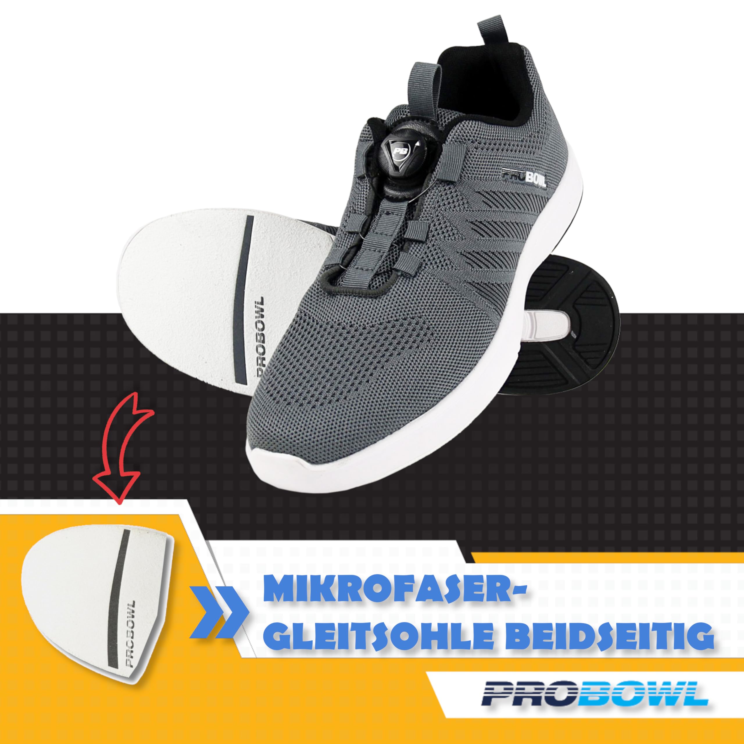 EMAX | Pro Bowl - Supro - buty do kręgli dla mężczyzn i kobiet i dorosłych | buty do kręgli z systemem sznurowania Fit-Go, ciemnoszary, 39 EU