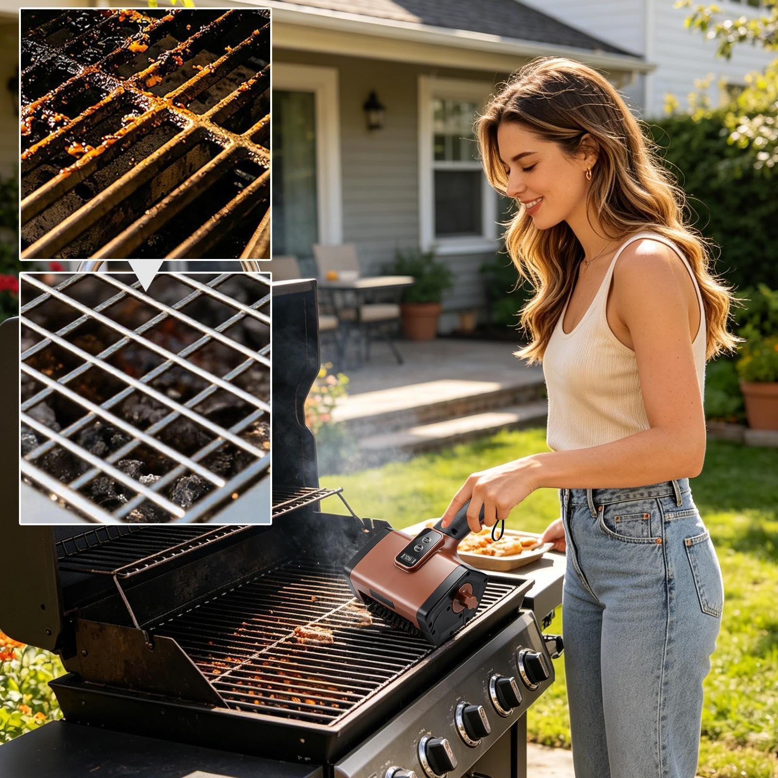Limpiador de Parrilla Automático 2 Potentes Velocidades De Limpieza | Limpiador Fregador De Parrilla Para Exterior Interior Cocina Horno Rejillas Hogar Camping Restaurante