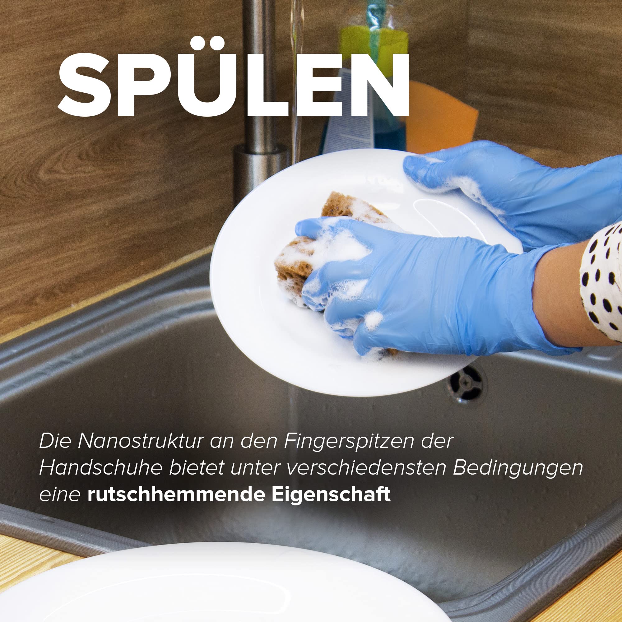 HARD 1000x Nitrilhandschuhe, Einweghandschuhe, Reißfest, Nitril Handschuhe, puderfrei, latexfrei, Einmalhandschuhe, Untersuchungshandschuhe, Black disposible nitrile gloves Box - Größe L - Blau