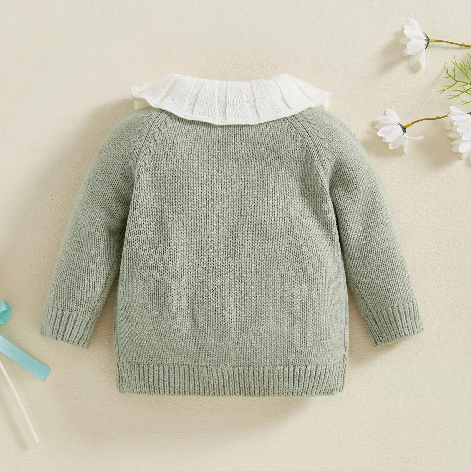 Sexy Outfit Cárdigan de Punto para niña, Bordado de Gallo, Cuello de muñeca, Manga Larga, con Botones, Chaqueta de Punto, Abrigo cálido para otoño e Invierno
