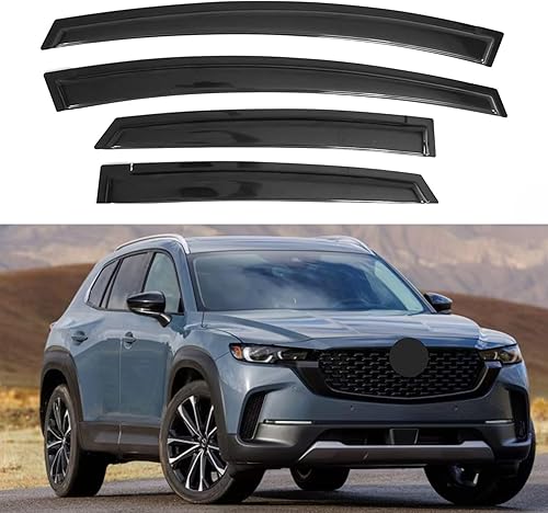 Miniatura 55 de IG - Visera para ventana de automóvil, protector contra la lluvia, el sol y el viento, con cinta adhesiva, deflector extraduradero para ventana