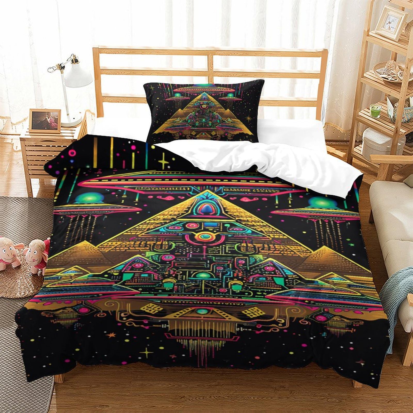 Parure de couette OVNI 3D microfibre respirante lit single 135x200cm