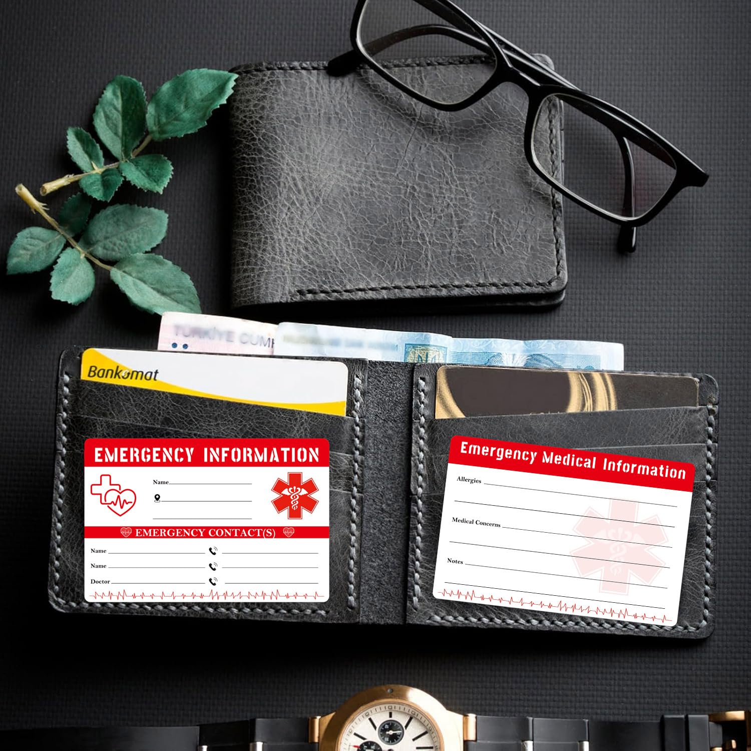 10 Stück 8,9 x 5,1 cm Notfall-Notfall-ID-Karten, beschreibbare Kontakt-ID-Karten für Geldbörse, Telefon, Handtasche