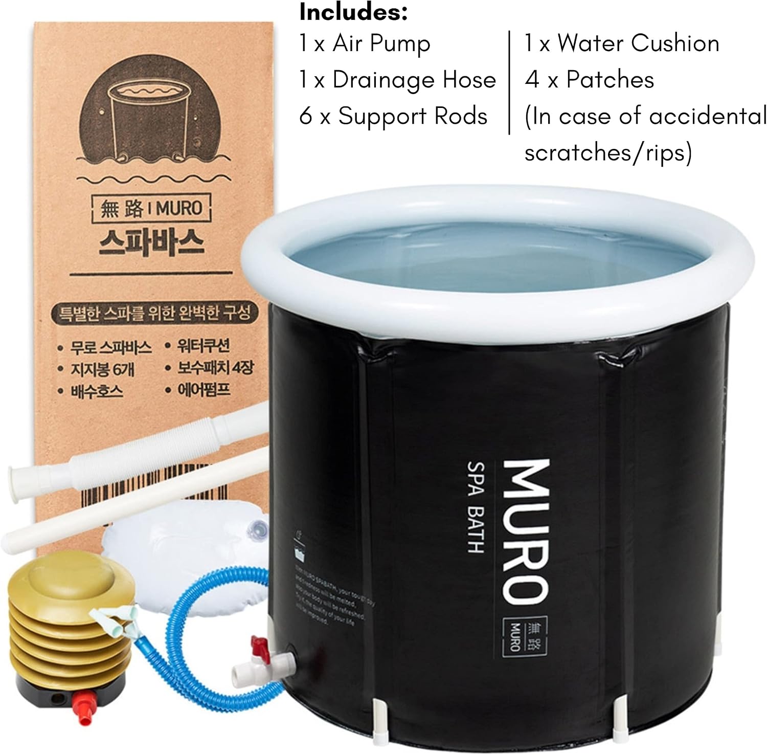 Get Popular Offer MURO Portable Bathtub for Adults, Foldable Freestanding Spa Bathtub for Soaking in Shower Stall, 3 Layer for Insulation, Black, Includes Bonus Cushion