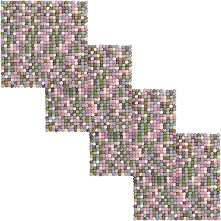 myfelt 4 x Greta Fieltro Bola de Asiento/Silla – Fregadero, Cuadrado, Lana Virgen, Multicolor, 36 x 36 cm