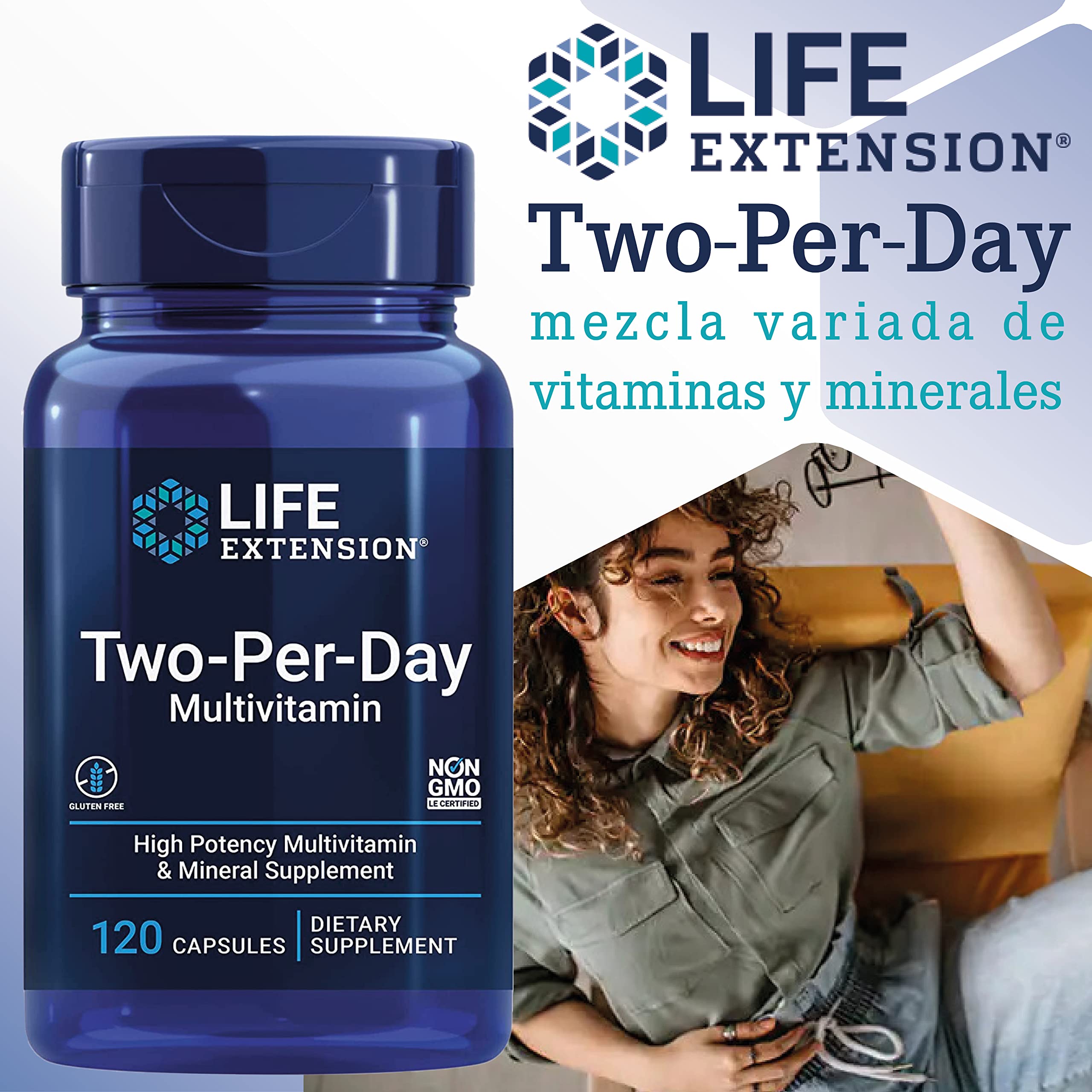 Life Extension, Multivitamin Two per day, 120 Cápsulas, Probado en Laboratorio, Sin Gluten, Sin Soja, No GMO