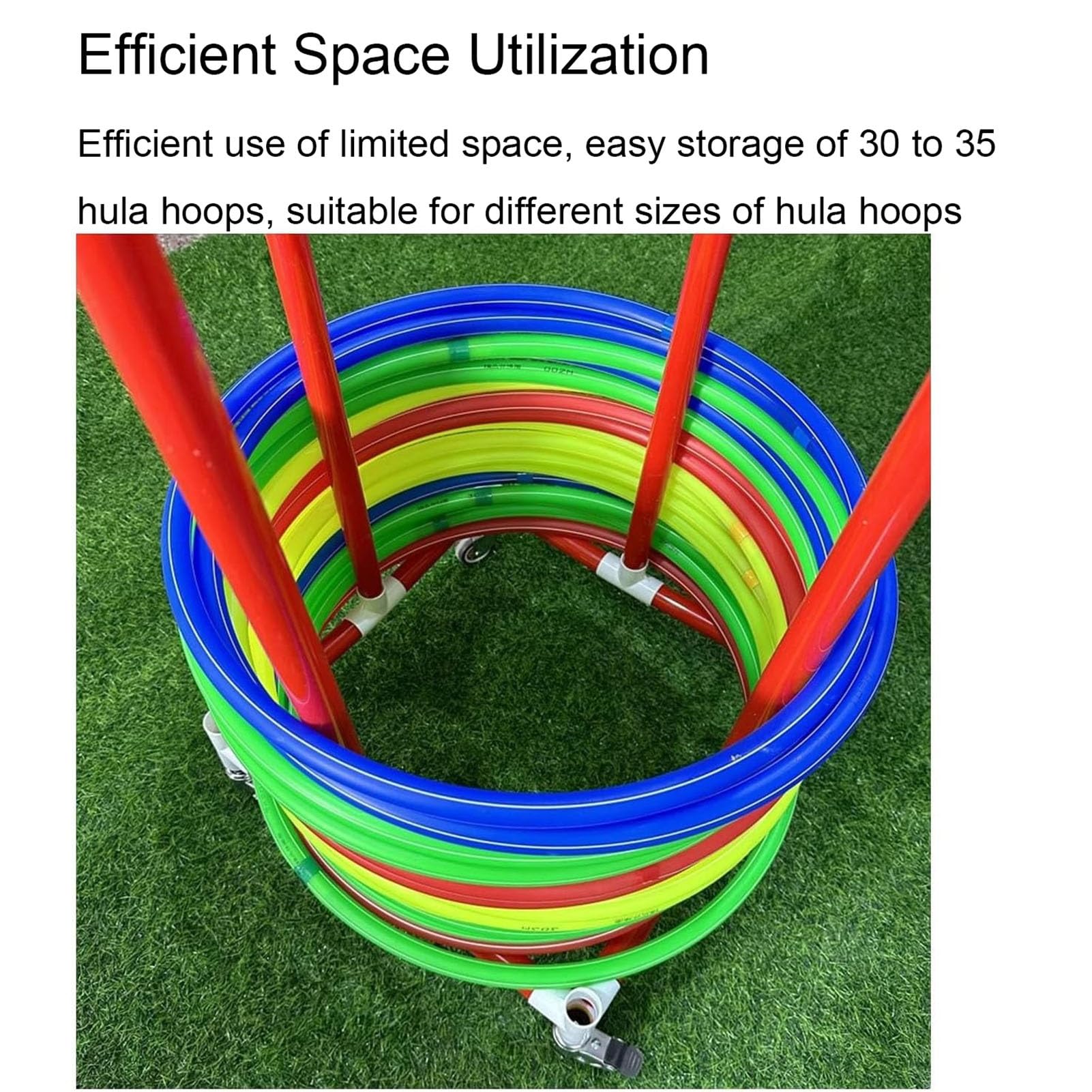 Hula Hoop Aufbewahrungsregal mit Rädern, Rollgerätehalter Ständer, Gym Hoops Display Cart für PE-Klassen