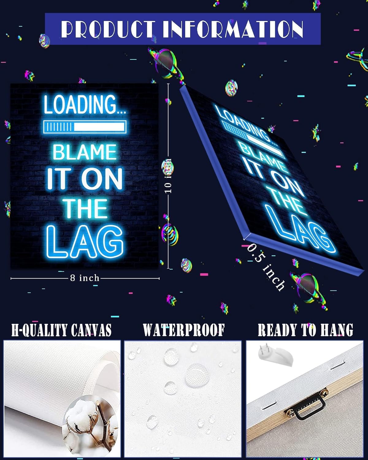 Drsoum Video Gamer Room Decor for Boys Framed Gaming Wall Art Neon Game Wall Posters 8"x10" Teenage Boy Room Decor (Framed) - Image 3