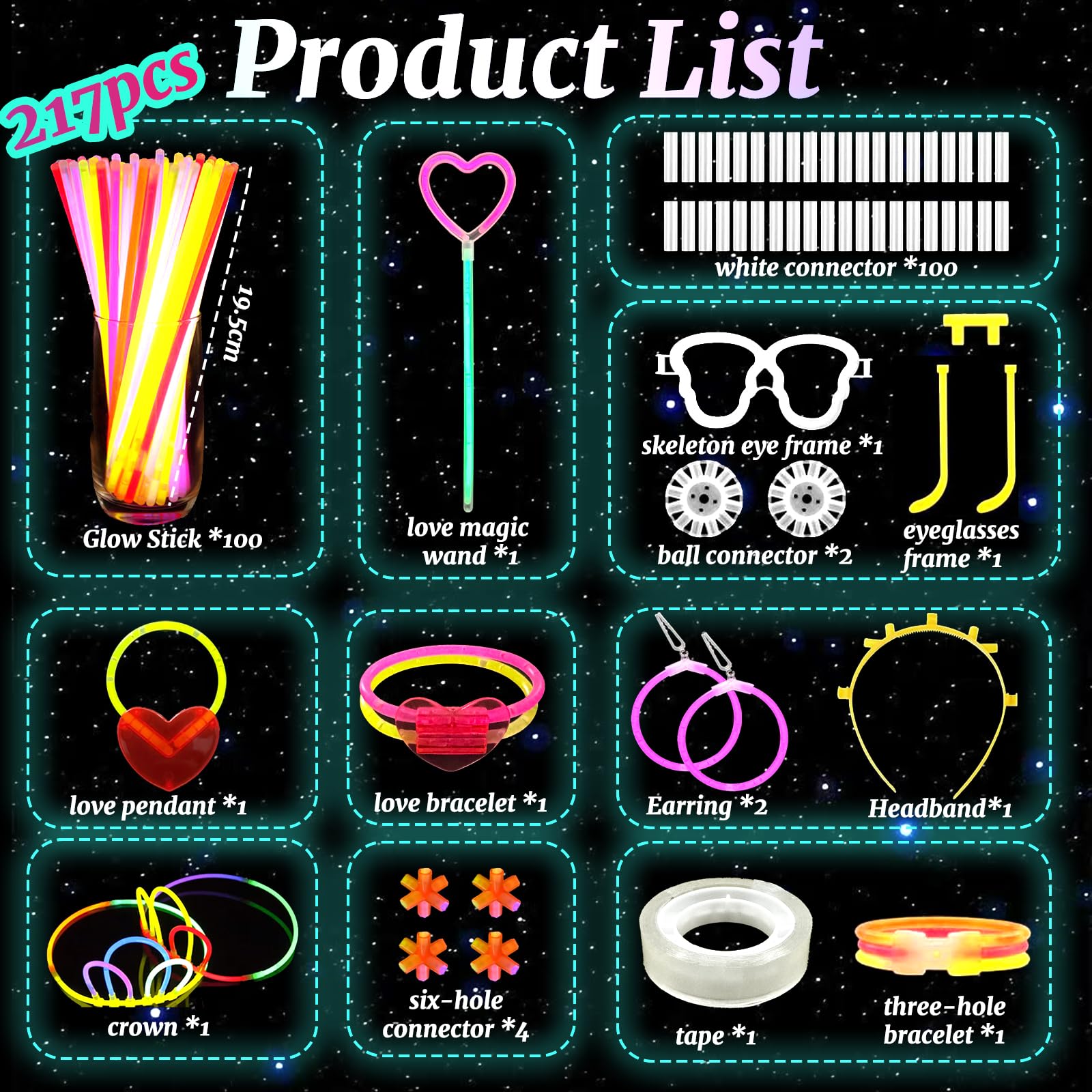 RtottiM 217 Pcs Knicklichter Party Set, 100 Leuchtstäbe und Anschlüssen, Neon Party leuchtstäbe Knicklichter Kinder Glow Sticks Leuchtspielzeug für leuchtstäbe party Geburtstags Hochzeiten Halloween RtottiM 217 Pcs Knicklichter Party Set, 100 Leuchtstäbe und Anschlüssen, Neon Party leuchtstäbe Knicklichter Kinder Glow Sticks Leuchtspielzeug für leuchtstäbe party Geburtstags Hochzeiten Halloween