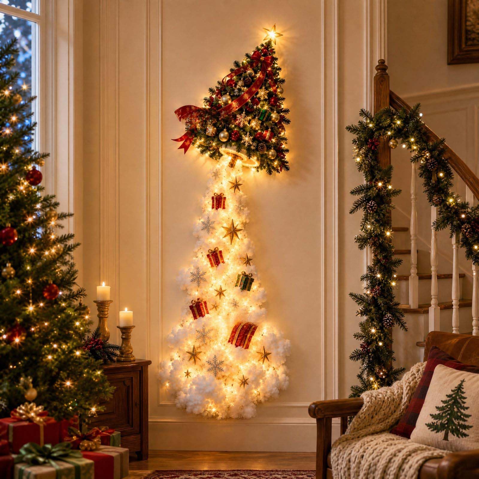 Christmas Magic Trail Wall Light, LED Cascading Holiday Decor (D#)