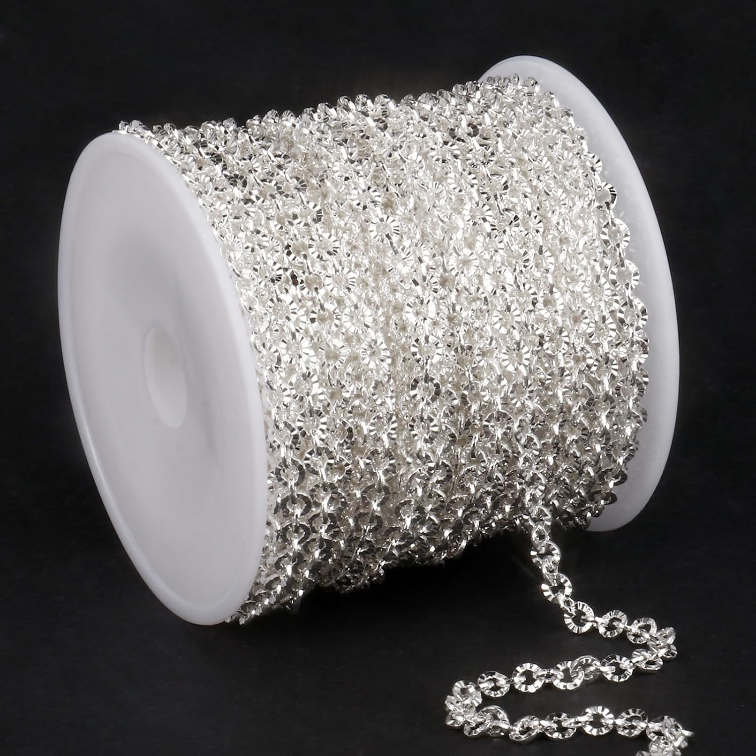 33 FT Gold Cable Jewelry Chain Bulk, 3.5mm 18K Gold Plated Brass Textured Cable Link Chains Roll for Jewelry Making