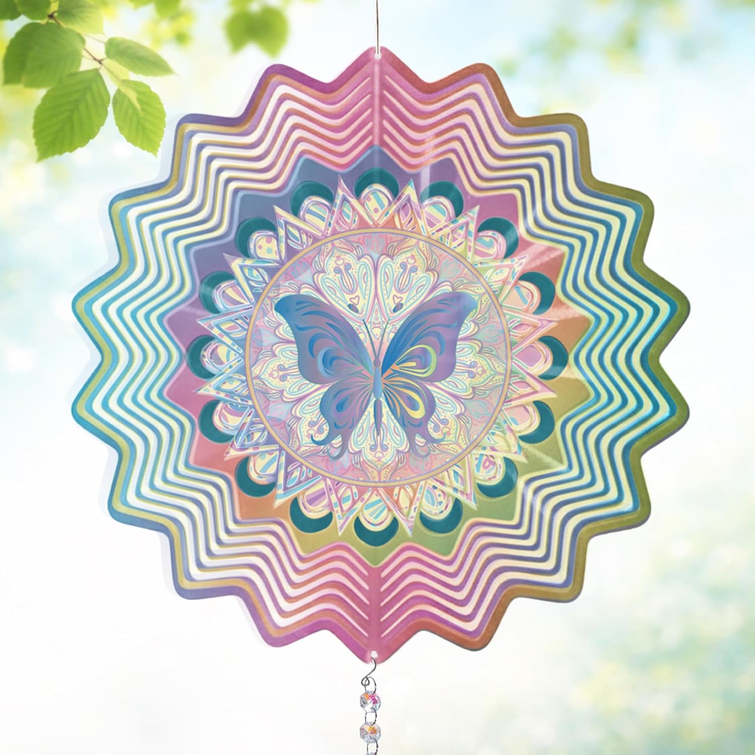 Hanging Wind Spinner 12 Inch, Hummingbird 3D Stainless Steel Wind Spinner, Garden Yard Patio Decor, Indoor Window Wall Art for Relaxation, Mindfulness, Calming Gift