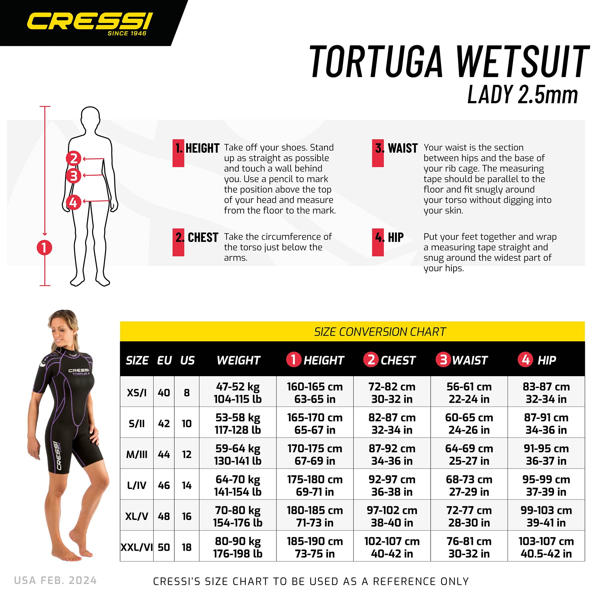 Cressi Tortuga Lady Wetsuit 2.5 mm - Shorty Neoprenanzug aus High Stretch Neopren für Frauen