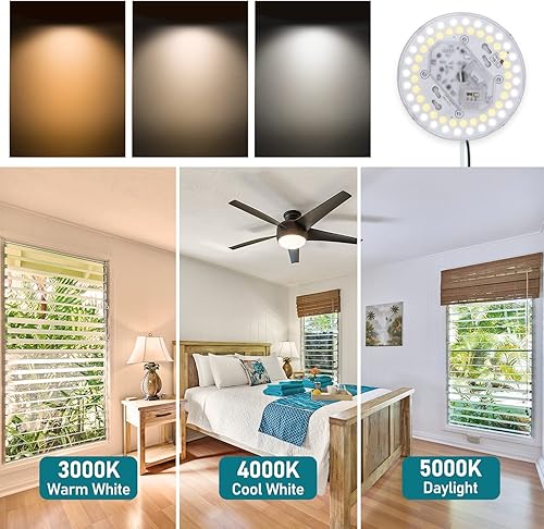 Miniatura 2 de Paquete de 2 kits de actualización de motor de luz LED, 6 pulgadas, 24 W, 2200 lm, 3CCT 3000 K4000 K5000 K regulables, kits de ventilador de techo,
