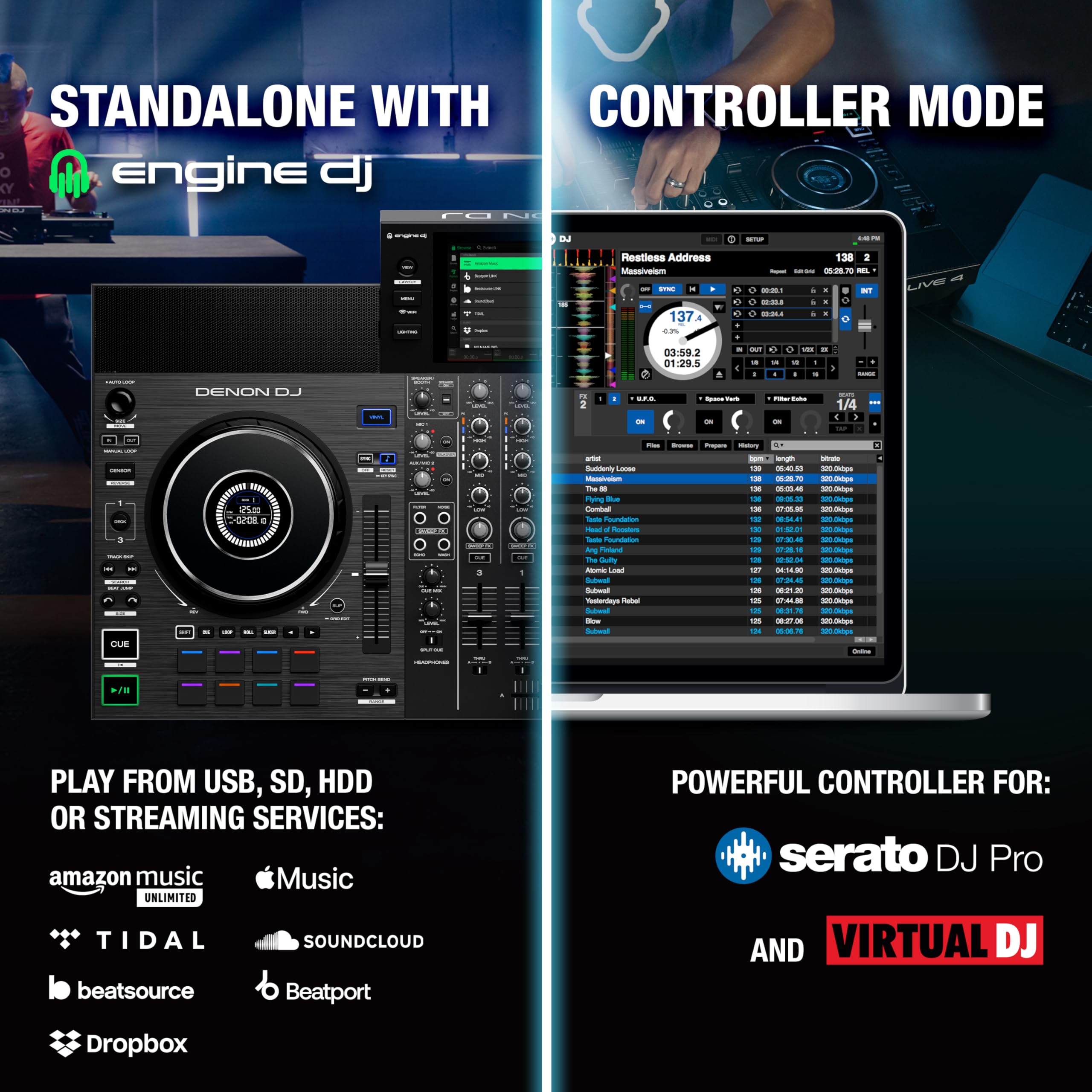 Denon DJ SC LIVE 4 Standalone DJ Controller with Stem Separation