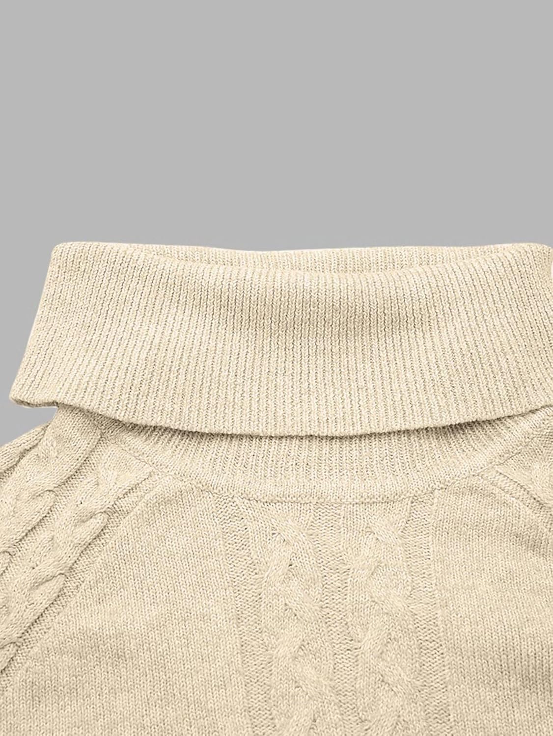 Flamingals Asymmetrical Sweaters for Women Turtleneck Poncho Sweater Batwing Sleeve Button Side Warm Womens Sweater - Image 4