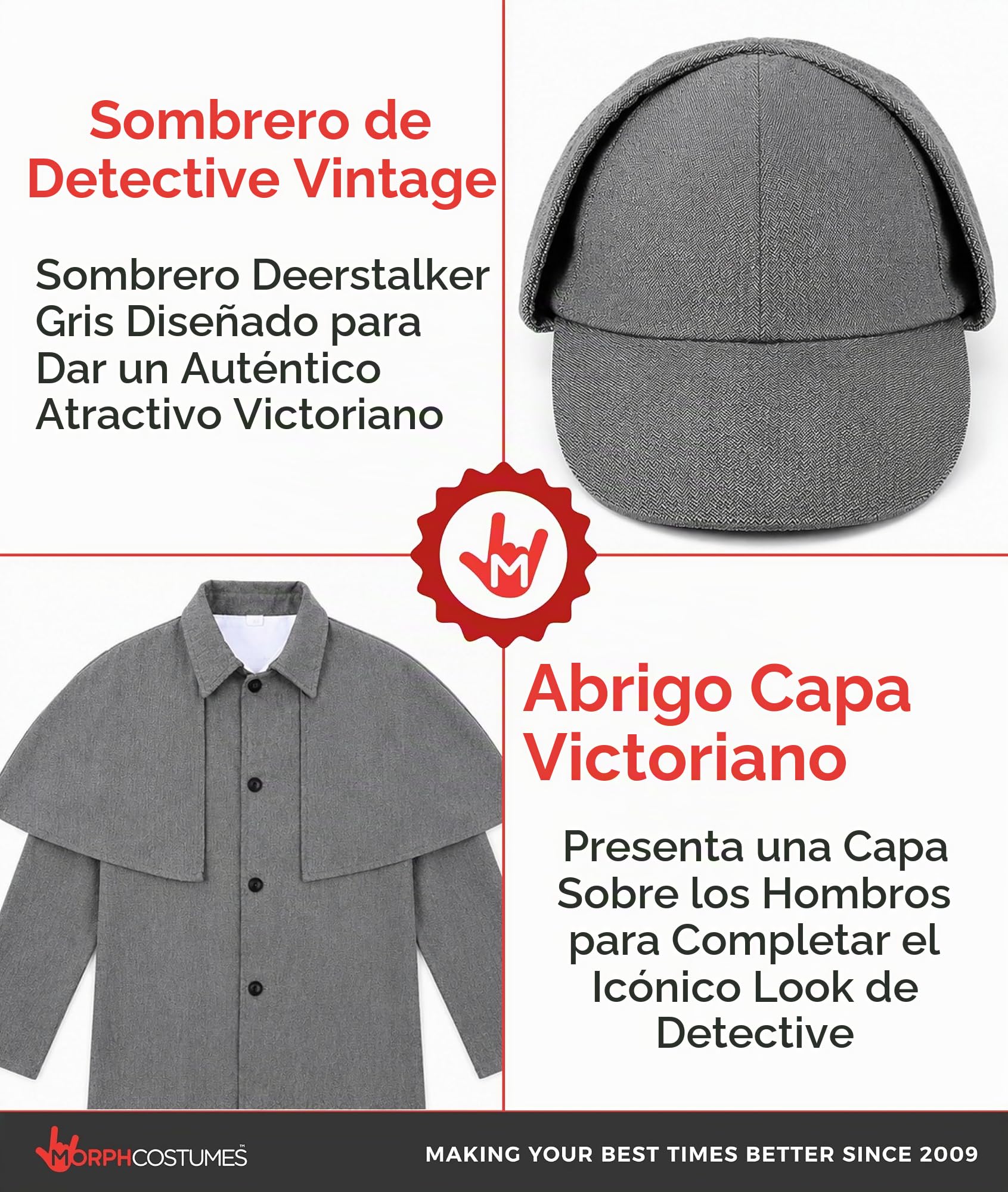 Fun Shack Disfraz Detective Victoriano Hombre,Disfraces Sherlock Holmens, Traje Victoriano, Disfraz Carnaval y Halloween
