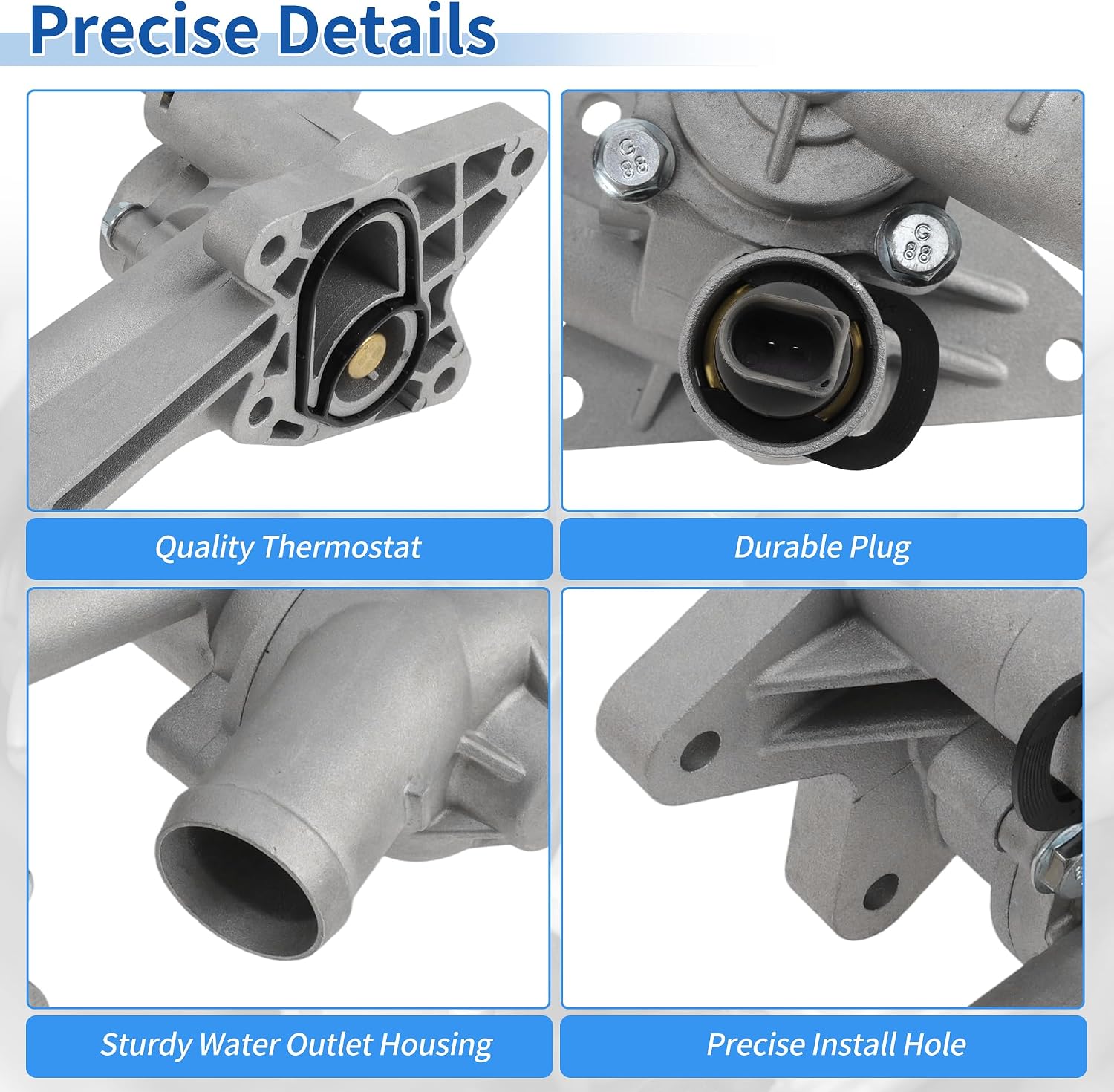 Aluminum Alloy Engine Coolant Thermostat Housing Assembly for VW P0L0 1.6 16V 2006-2009 Replace No.03C121111AM/03C121026AR 1 Pc