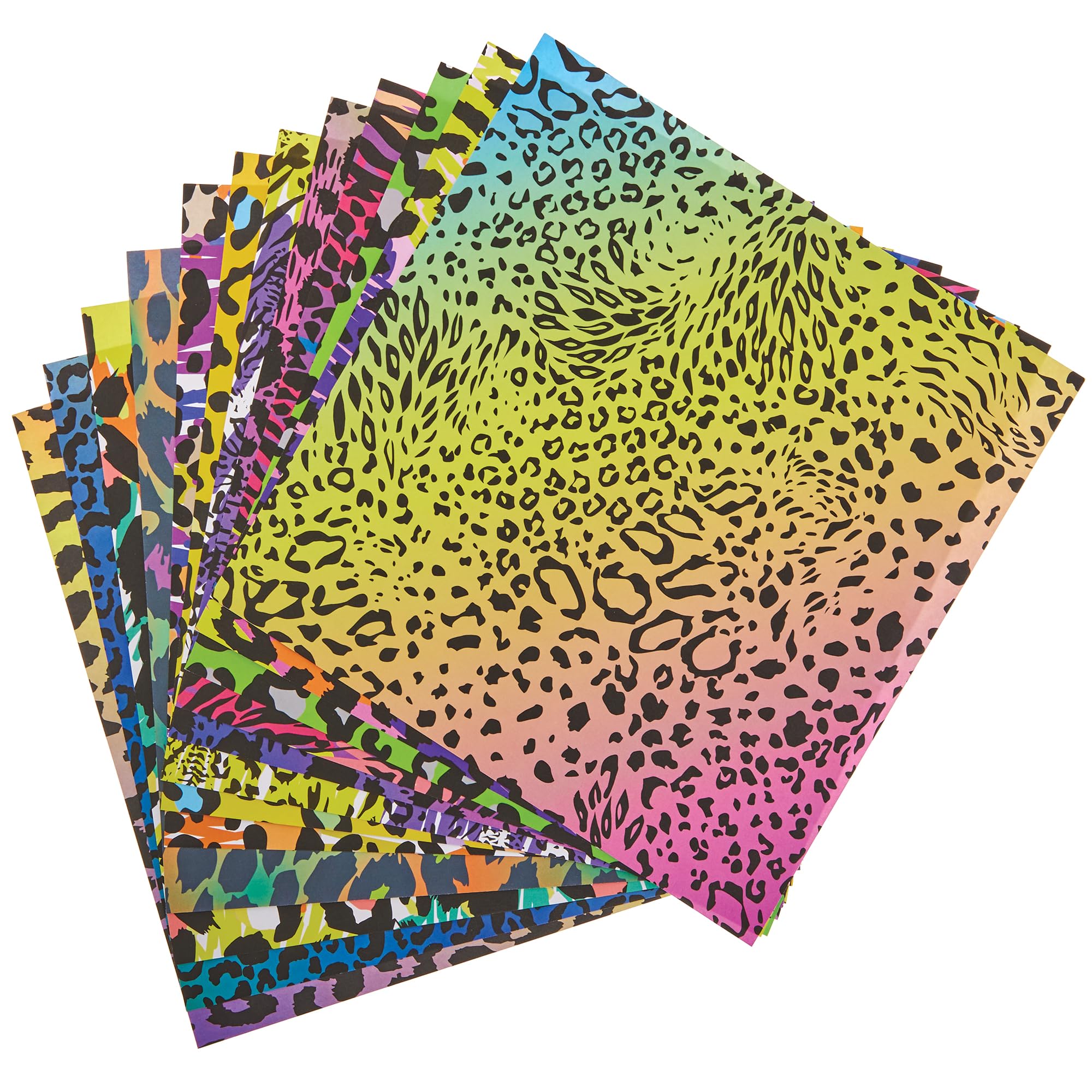 Baker Ross FN271 Colourful Animal Printed Paper Pack - Pack of 48, Printed Paper For Crafts, Scrapbooking, Decorations, Patterned Paper