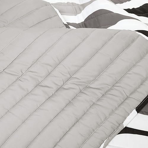 Miniatura 3 de Lush Decor Mid Century Geo - Juego de edredón de 3 piezas, matrimonialqueen, negro y gris