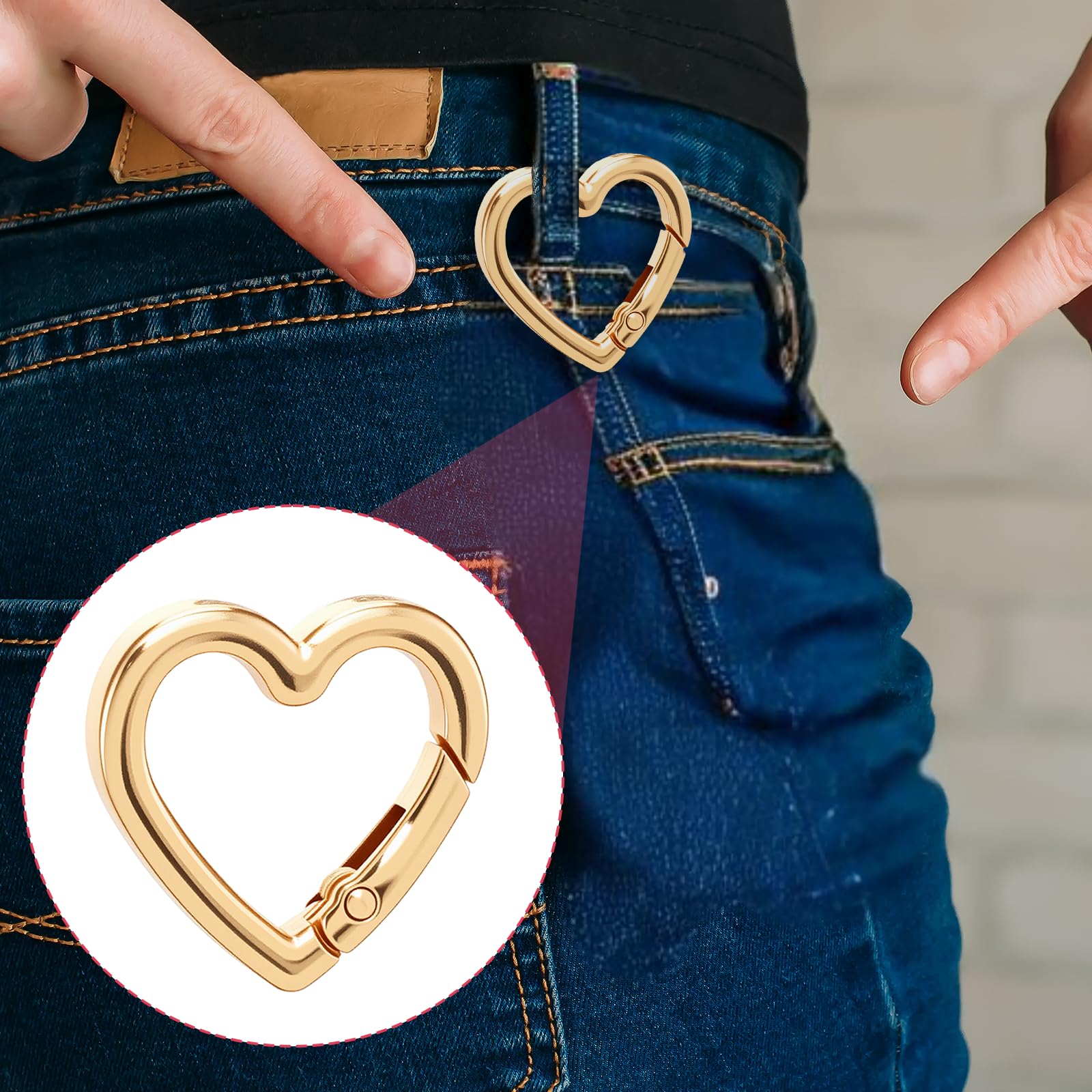 4 portachiavi a forma di cuore dorato con chiusura a molla in lega di zinco, fibbie girevoli leggere per portachiavi, fai da te, borsetta, accessori per borsa