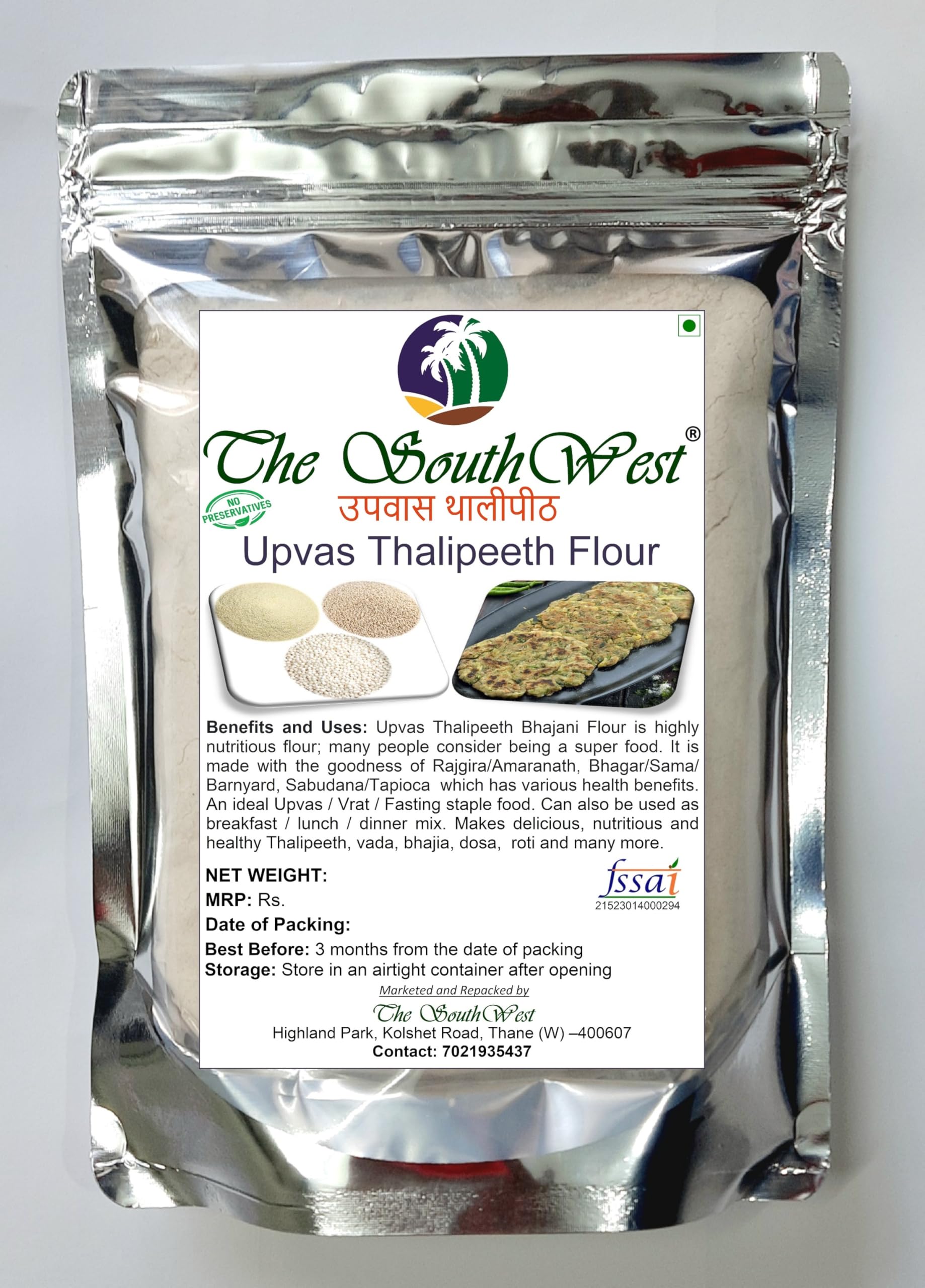 The SouthWest | Upvas Thalipeeth Bhajani | Upwas Thalipith Atta | Vrat/Upvas/Fasting Mix Flour (Rajgira/Bhagar/Sabudana) (Best for Vrat/Upvas/Fasting) (B0CJ5T9HLM) Amazon Price History, Amazon Price Tracker